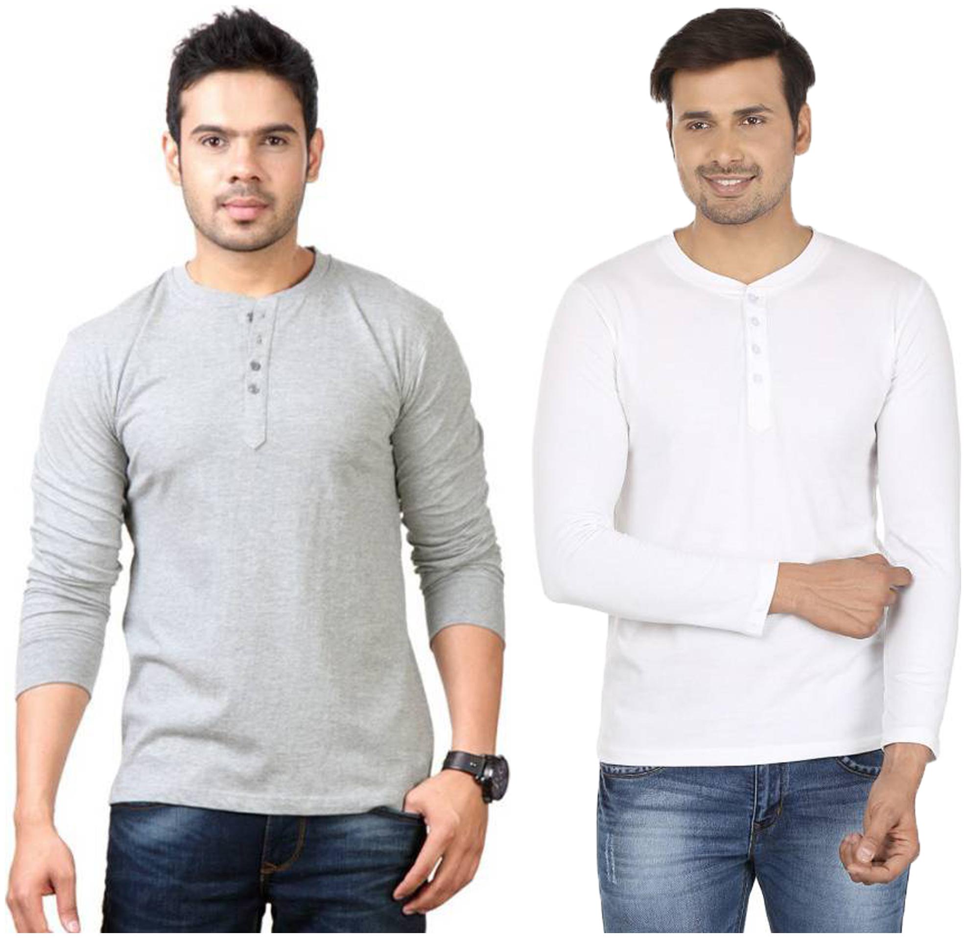 

Jangoboy Men Multi Regular fit Cotton Blend Henley neck T-Shirt - Pack Of 2