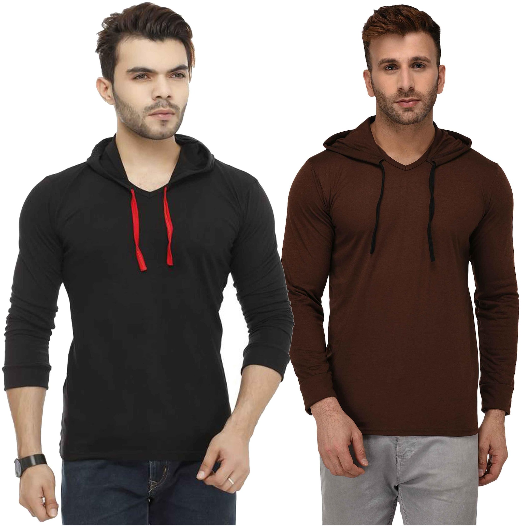 

Jangoboy Men Multi Regular fit Cotton Blend Hood T-Shirt - Pack Of 2