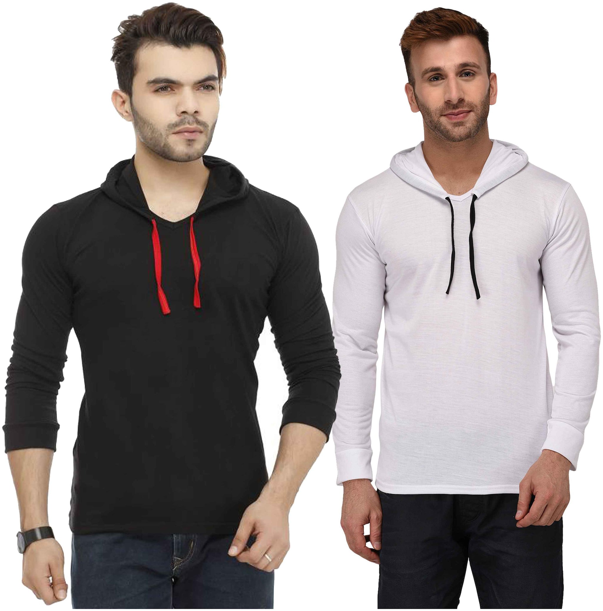 

Jangoboy Men Black White Regular fit Cotton Blend Round neck T-Shirt - Pack Of 2