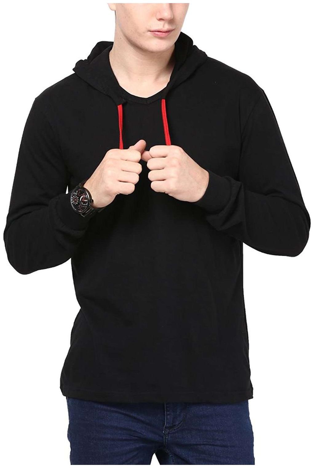 

Jangoboy Men Black Regular fit Cotton Hood T-Shirt - Pack Of 1