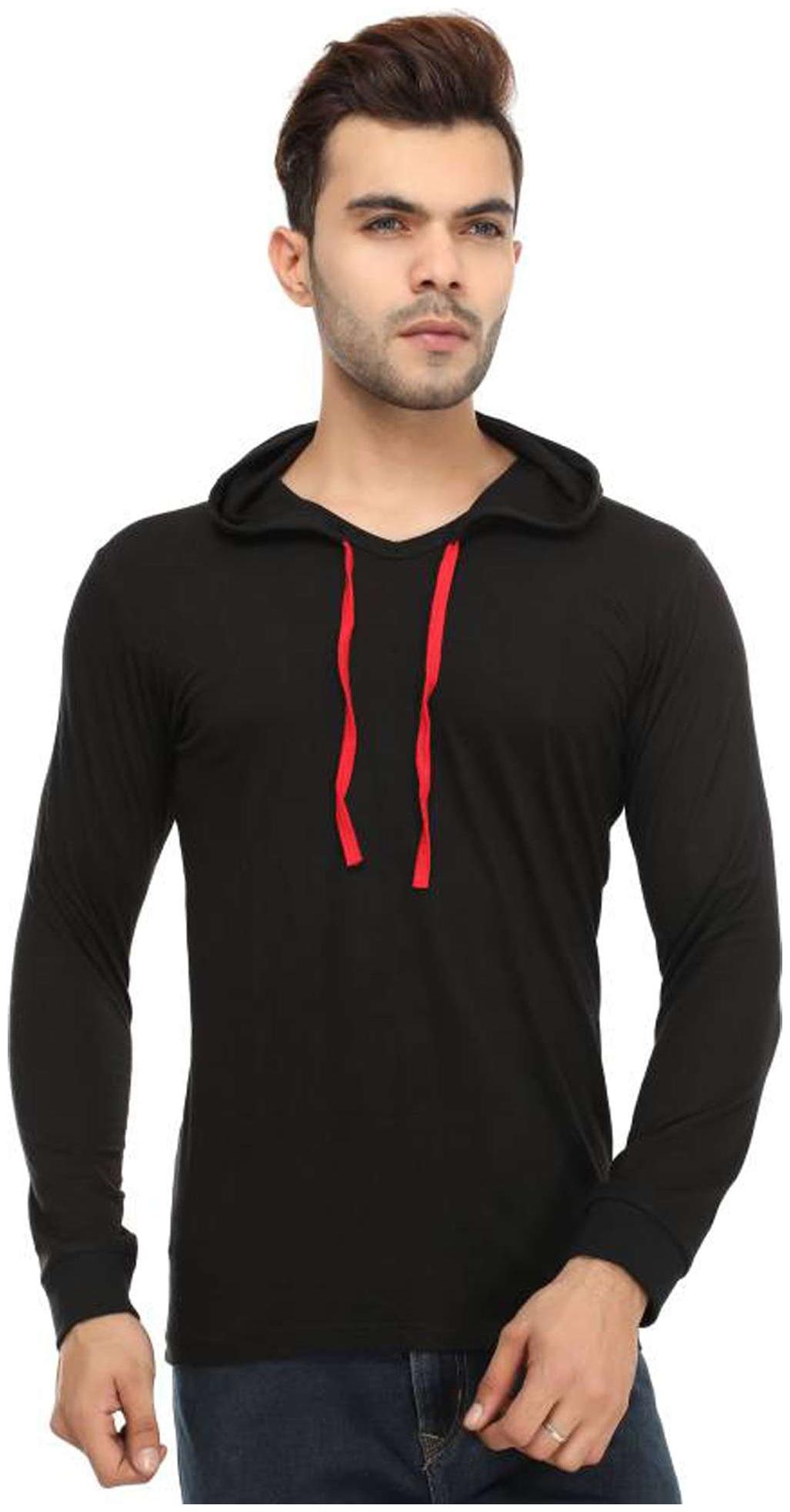 

Jangoboy Men Black Regular fit Cotton Hood T-Shirt - Pack Of 1