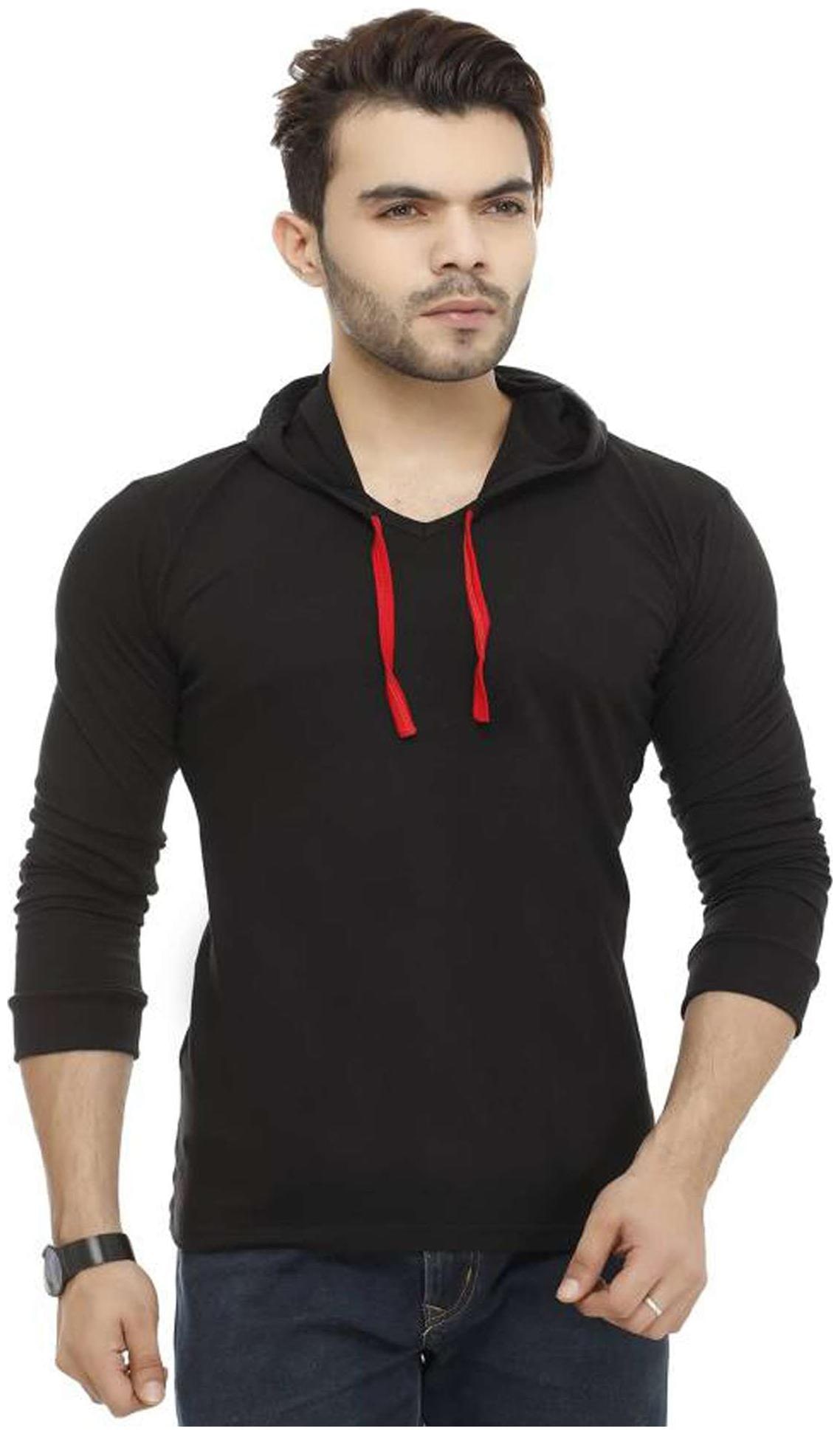 

Jangoboy Men Black Regular fit Cotton Hood T-Shirt - Pack Of 1