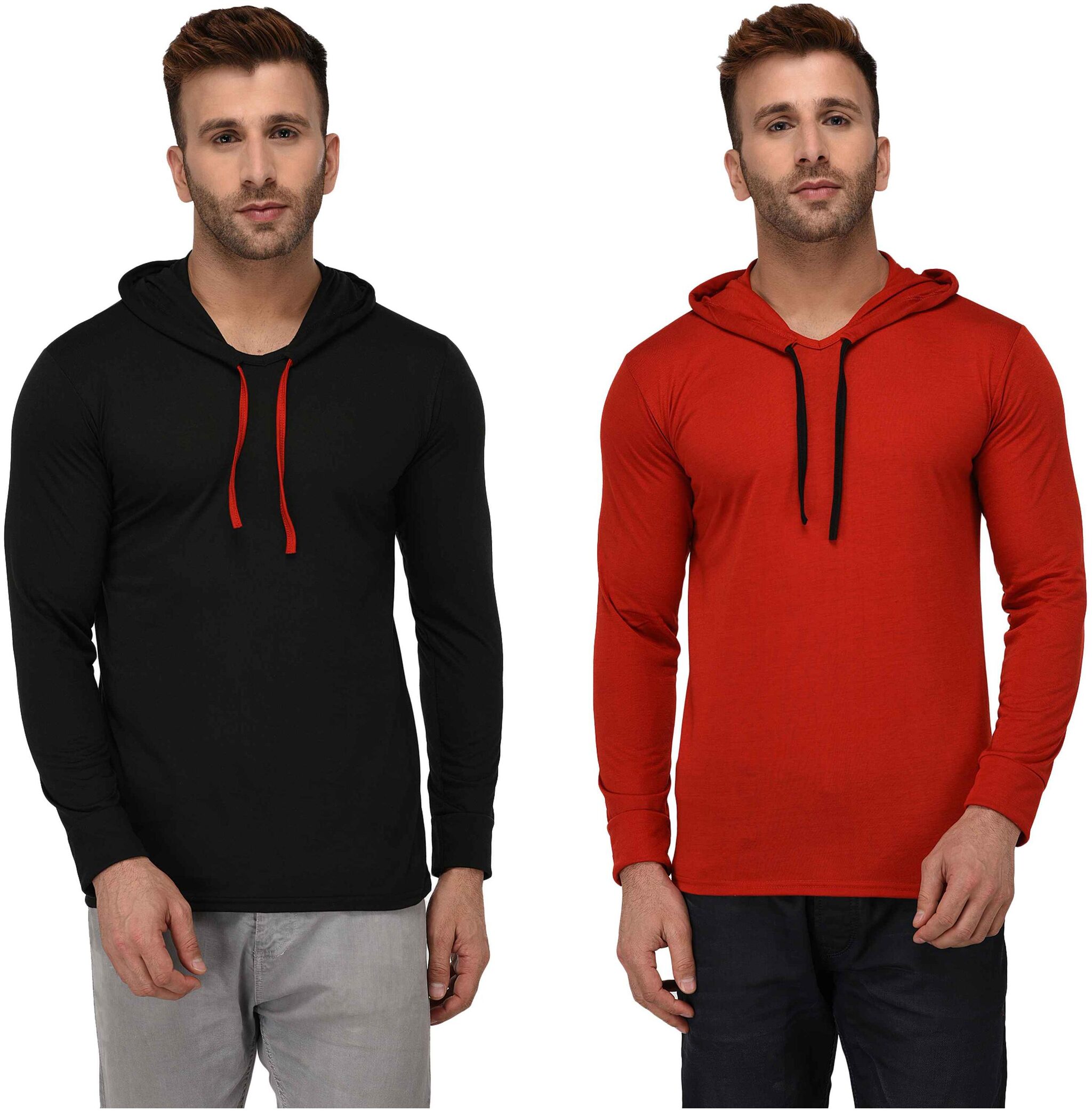 

Jangoboy Men Multi Regular fit Cotton Blend Hood T-Shirt - Pack Of 2