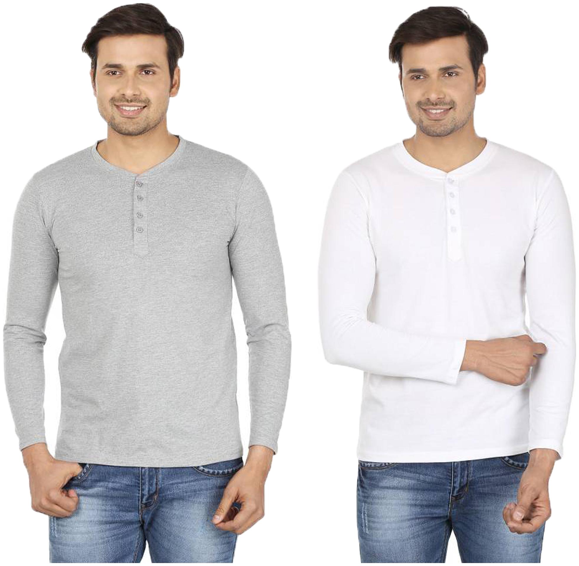 

Jangoboy Men Multi Regular fit Cotton Blend Henley neck T-Shirt - Pack Of 2