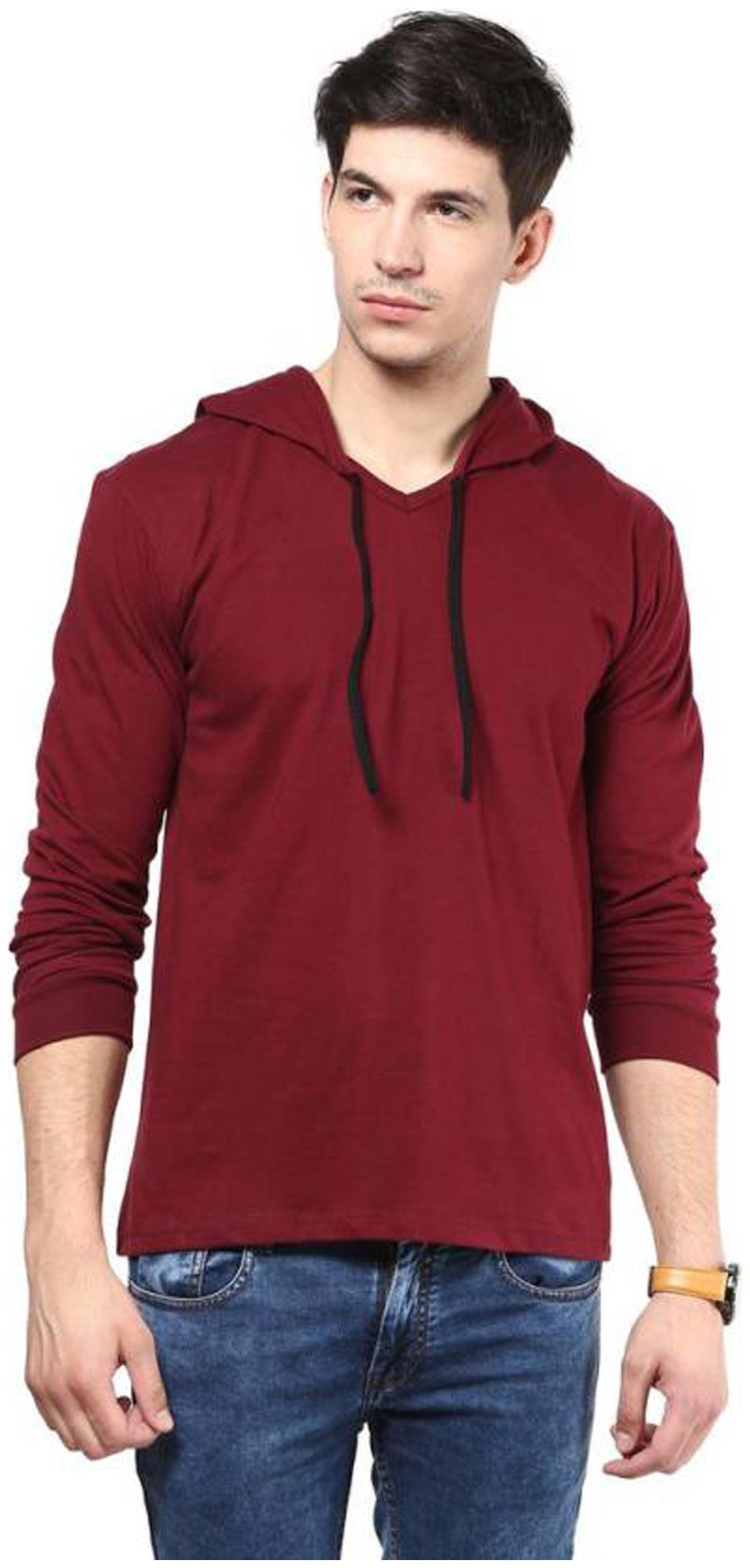 

Jangoboy Men Maroon Regular fit Cotton Hood T-Shirt - Pack Of 1