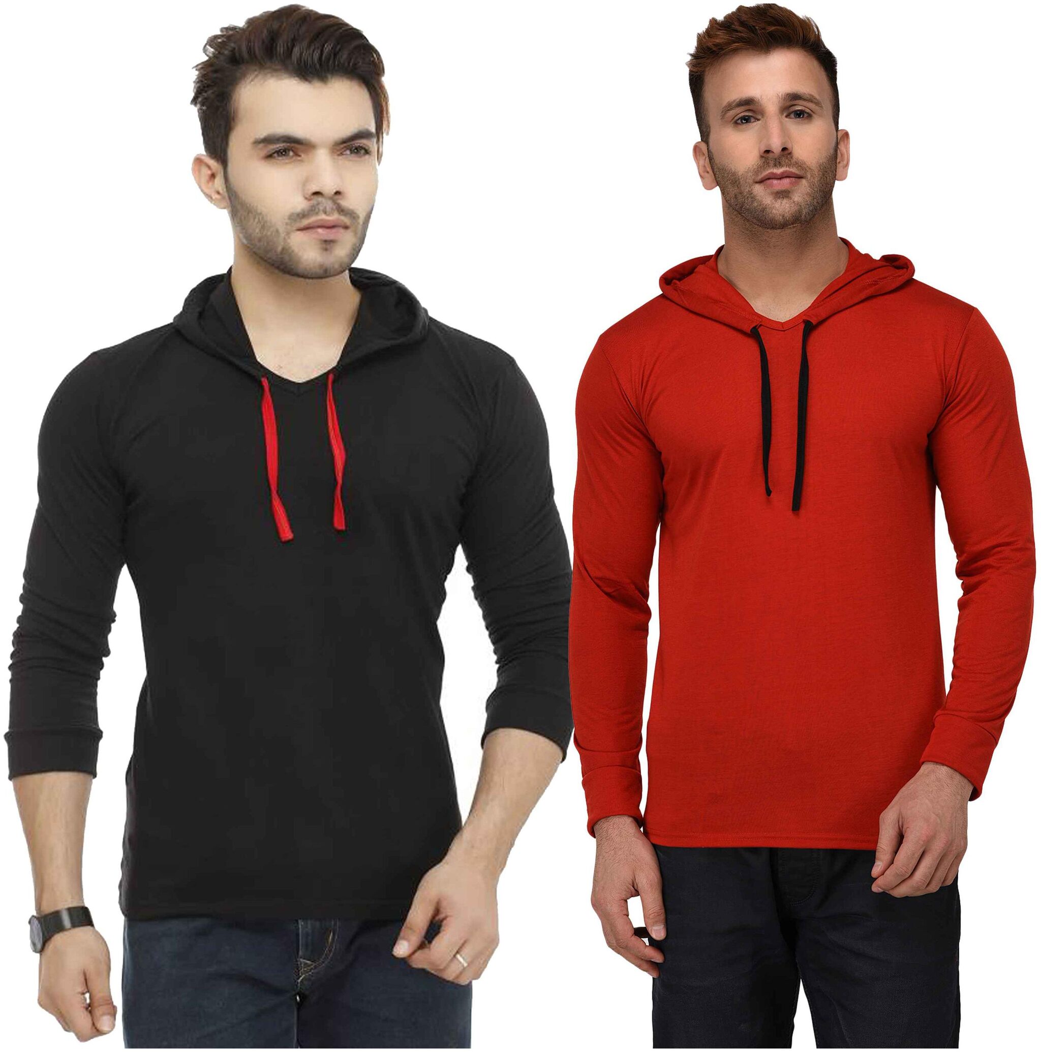 

Jangoboy Men Multi Regular fit Cotton Blend Hood T-Shirt - Pack Of 2