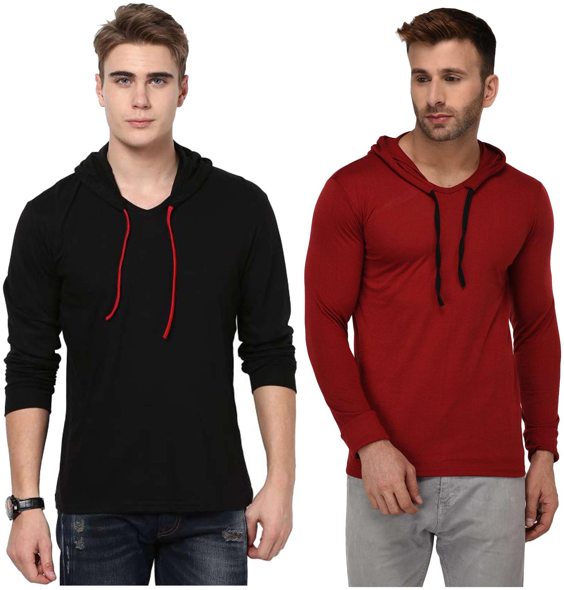 

Jangoboy Men Multi Regular fit Cotton Blend Hood T-Shirt - Pack Of 2