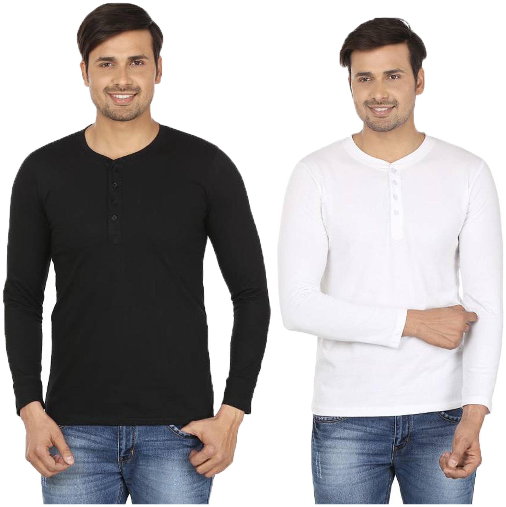 

Jangoboy Men Multi Regular fit Cotton Blend Henley neck T-Shirt - Pack Of 2