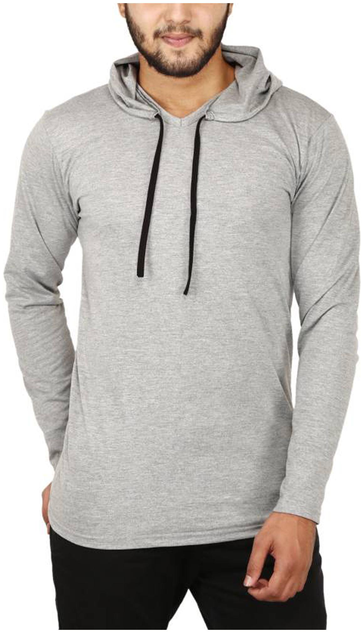 

Jangoboy Men Grey Regular fit Cotton Hood T-Shirt - Pack Of 1