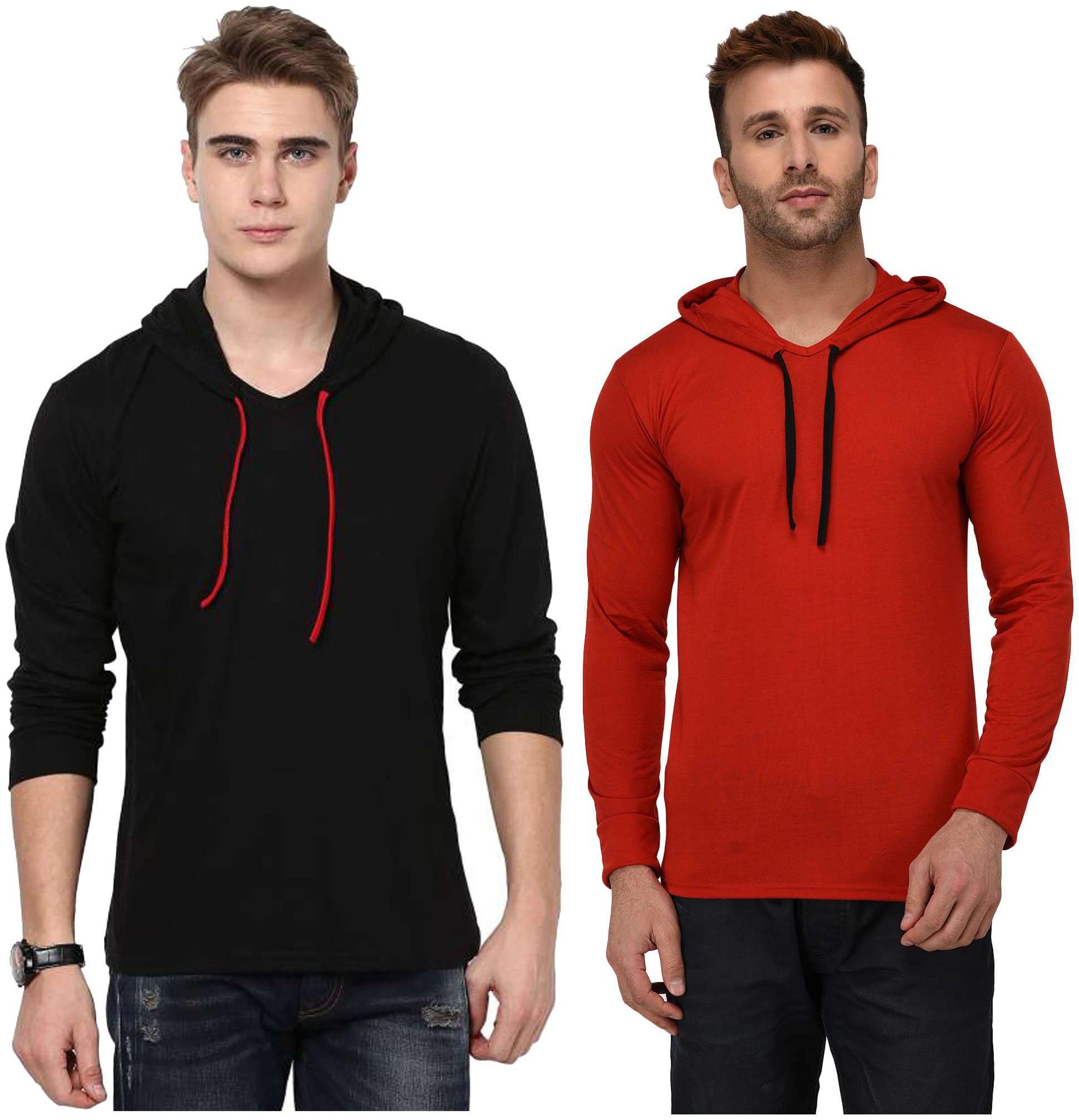 

Jangoboy Men Multi Regular fit Cotton Blend Hood T-Shirt - Pack Of 2