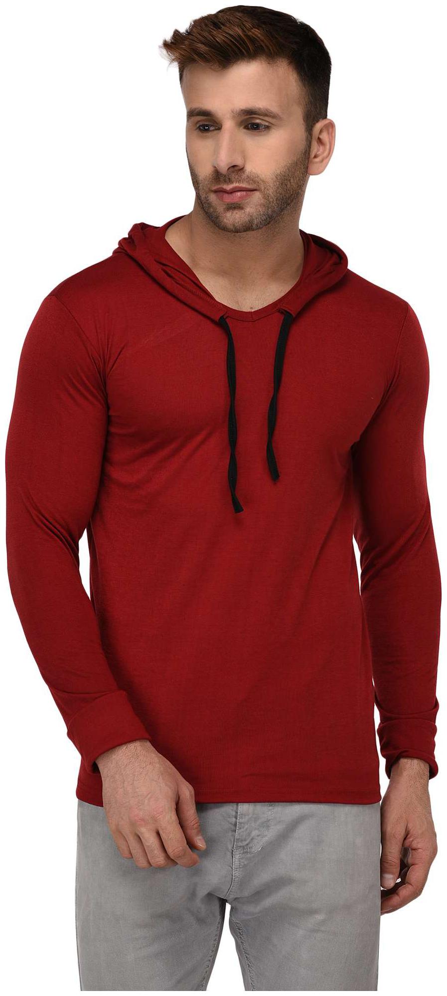 

Jangoboy Men Maroon Regular fit Cotton Hood T-Shirt - Pack Of 1