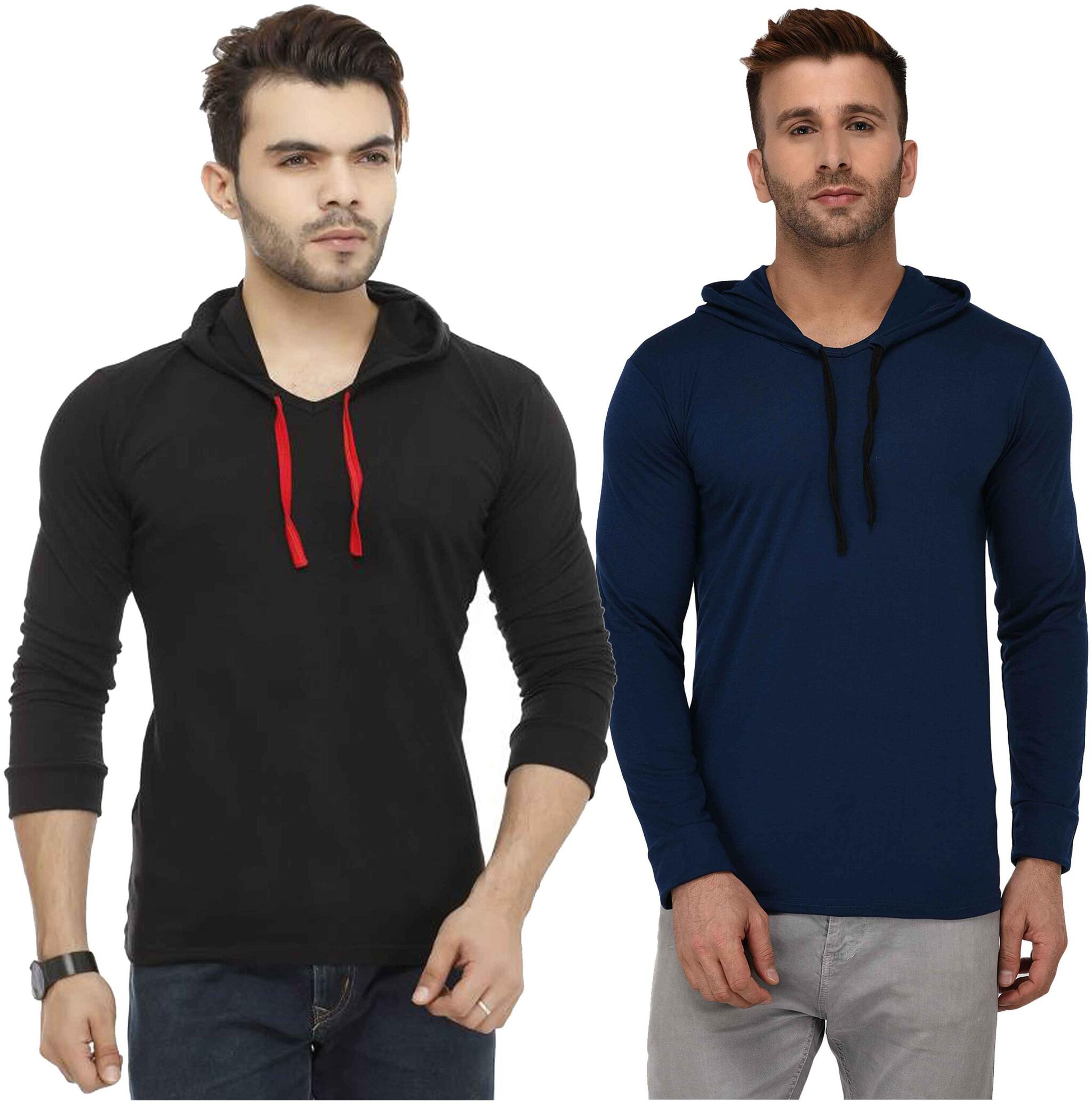 

Jangoboy Men Multi Regular fit Cotton Blend Hood T-Shirt - Pack Of 2