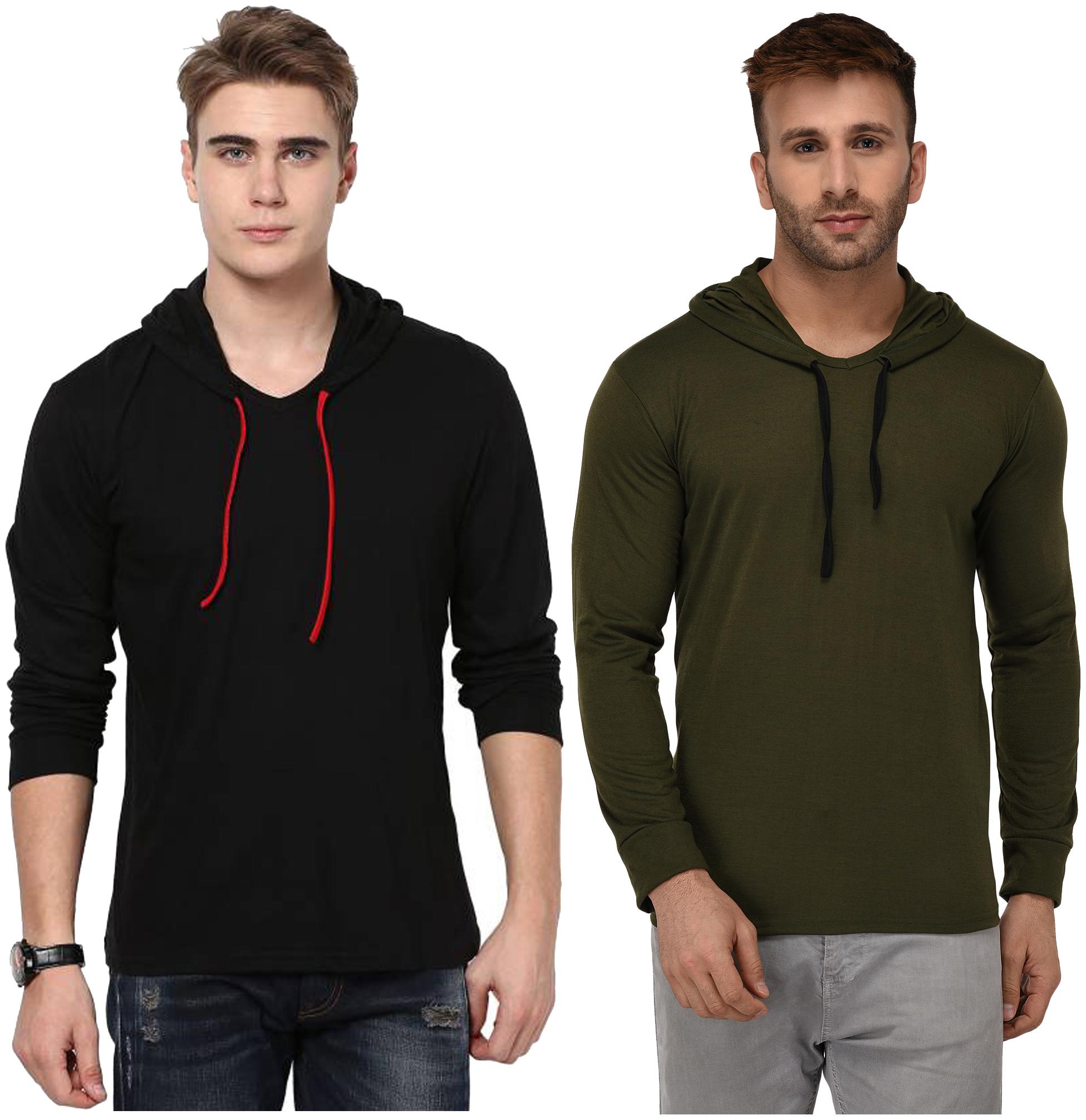 

Jangoboy Men Multi Regular fit Cotton Blend Hood T-Shirt - Pack Of 2