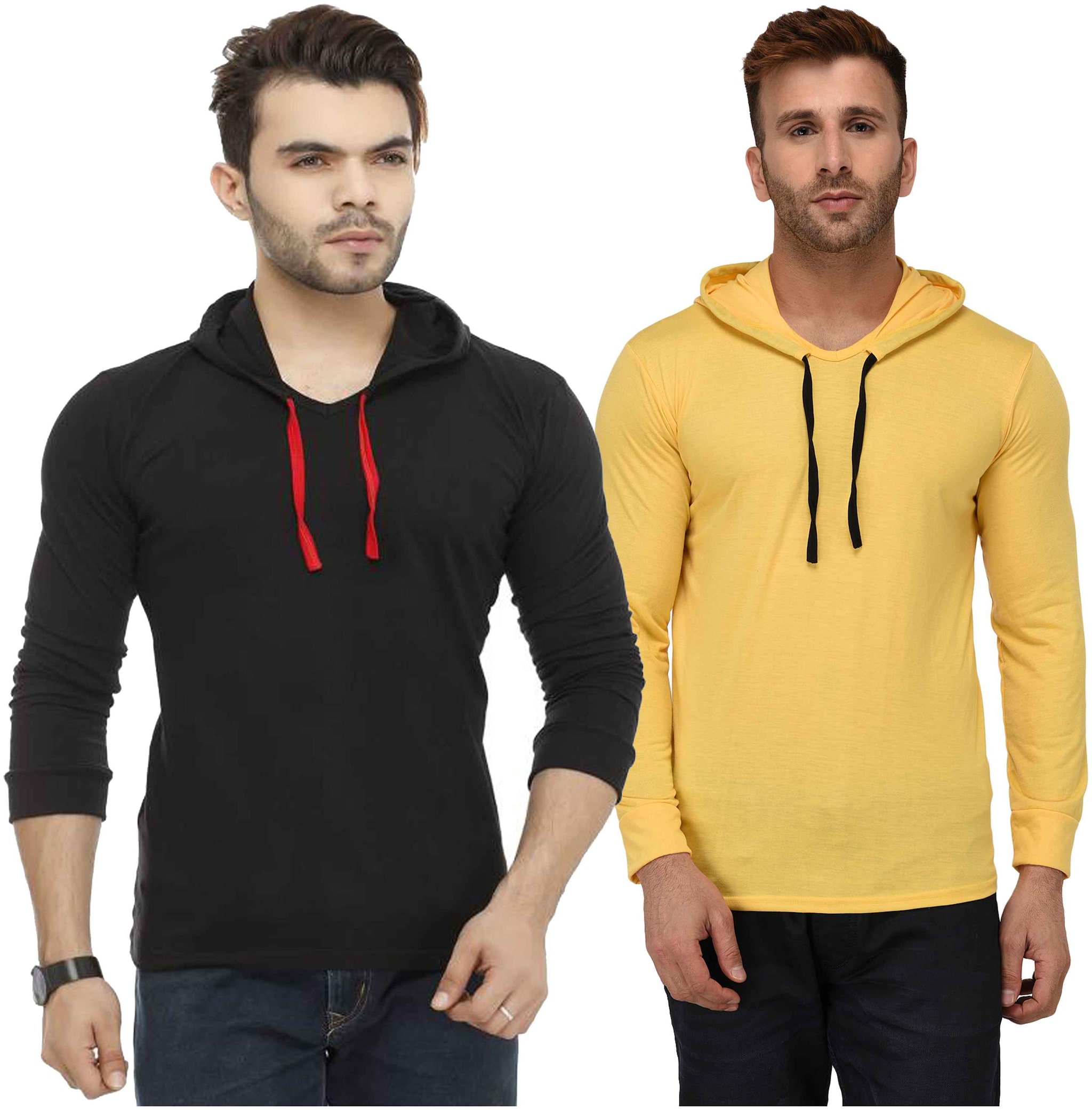 

Jangoboy Men Multi Regular fit Cotton Blend Hood T-Shirt - Pack Of 2