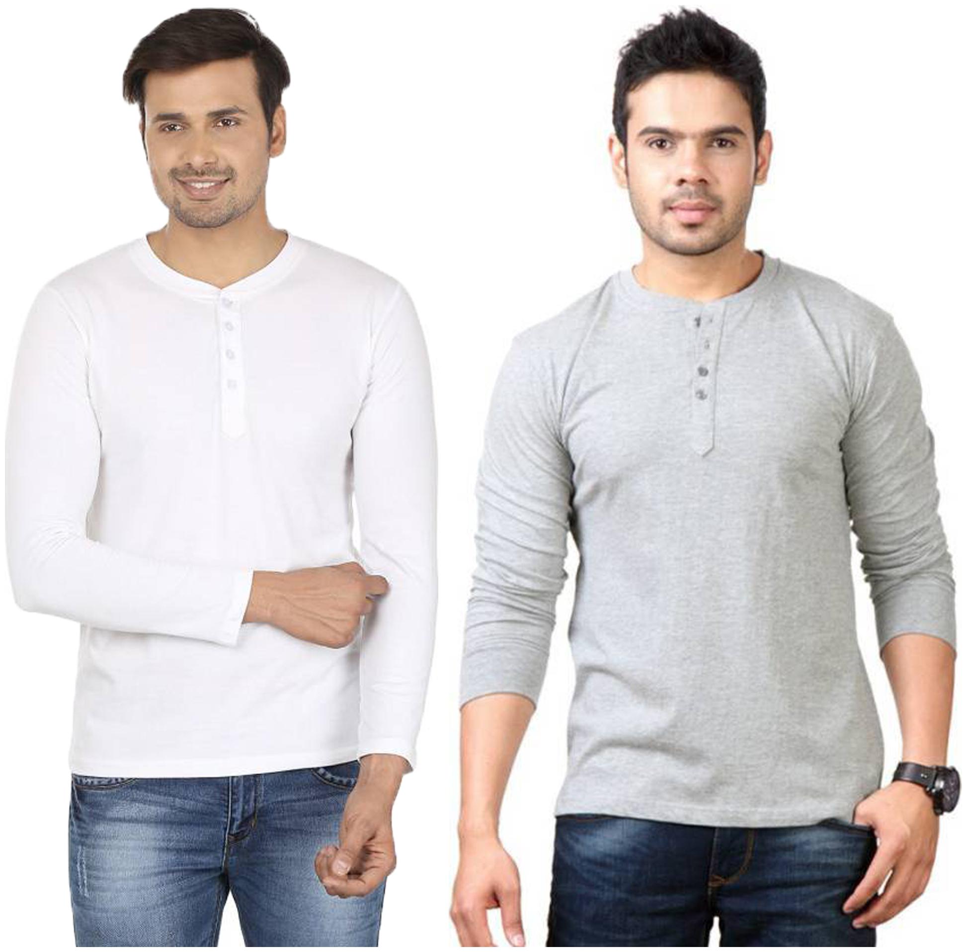 

Jangoboy Men Multi Regular fit Cotton Blend Henley neck T-Shirt - Pack Of 2