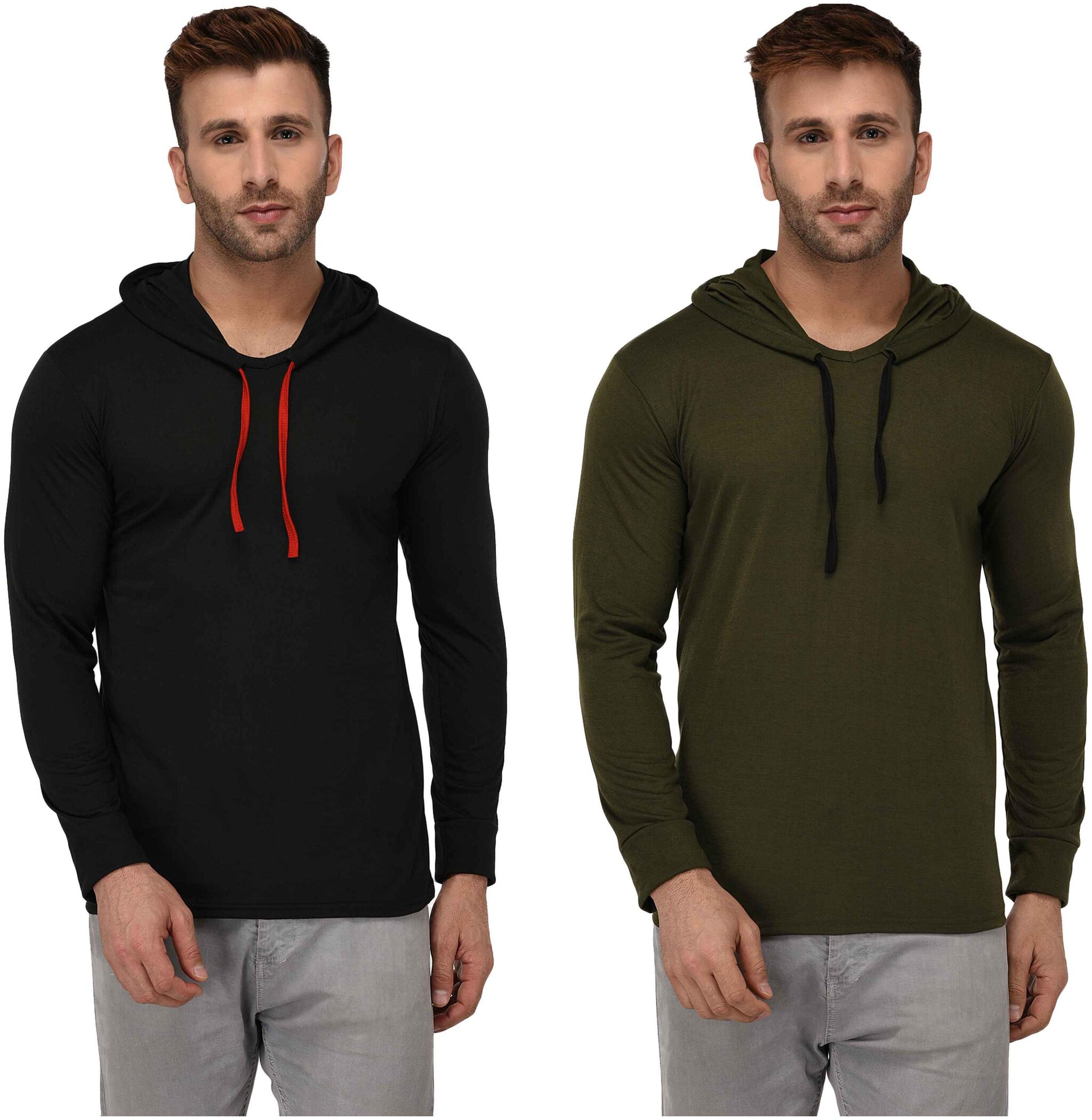 

Jangoboy Men Multi Regular fit Cotton Blend Hood T-Shirt - Pack Of 2
