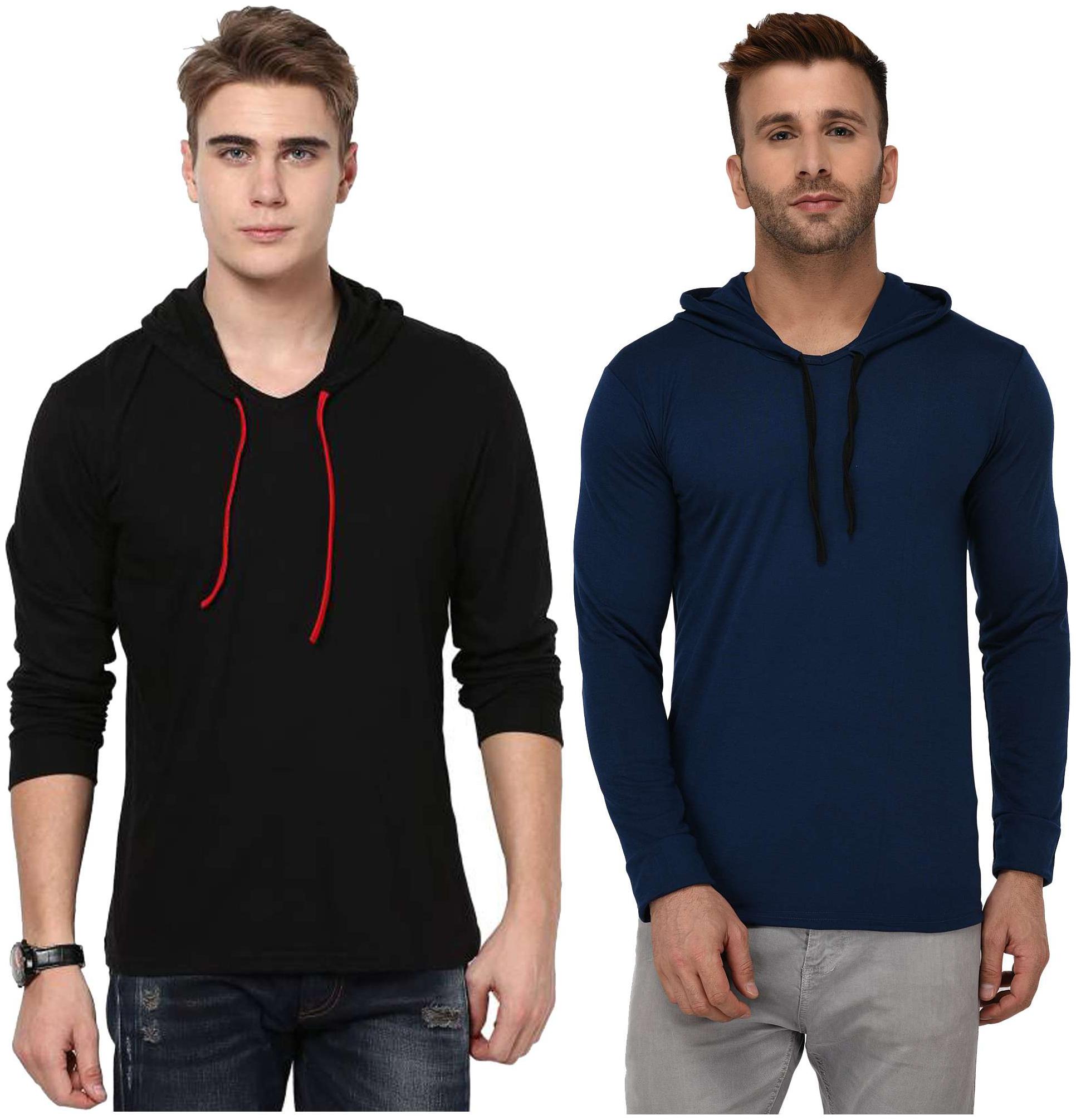 

Jangoboy Men Multi Regular fit Cotton Blend Hood T-Shirt - Pack Of 2