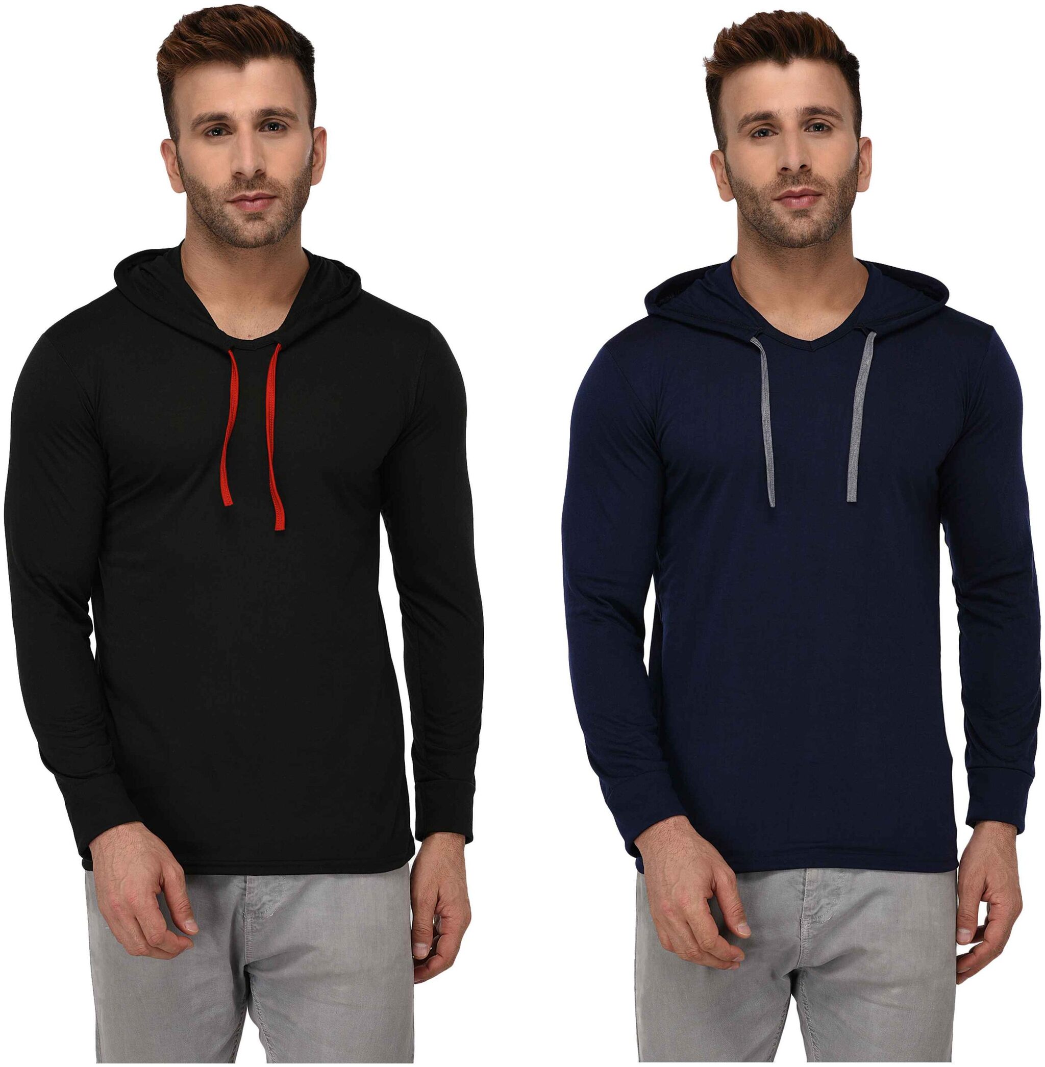 

Jangoboy Men Multi Regular fit Cotton Blend Hood T-Shirt - Pack Of 2