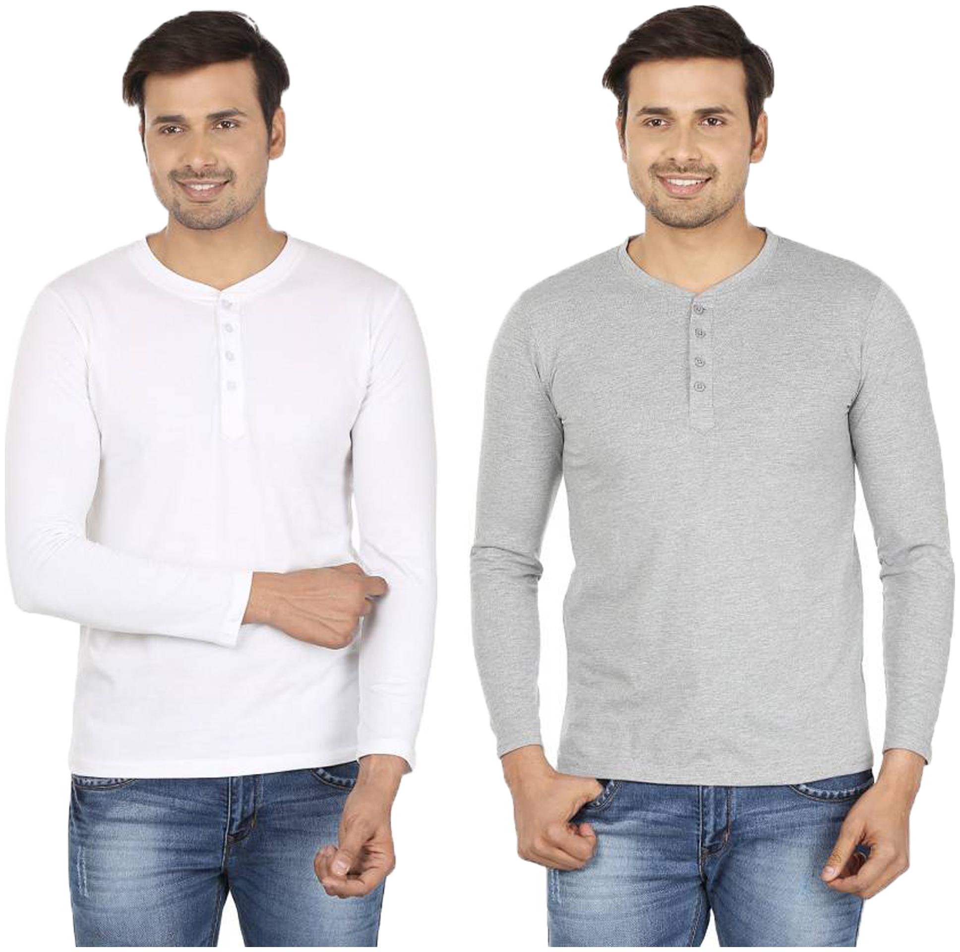 

Jangoboy Men Multi Regular fit Cotton Blend Henley neck T-Shirt - Pack Of 2