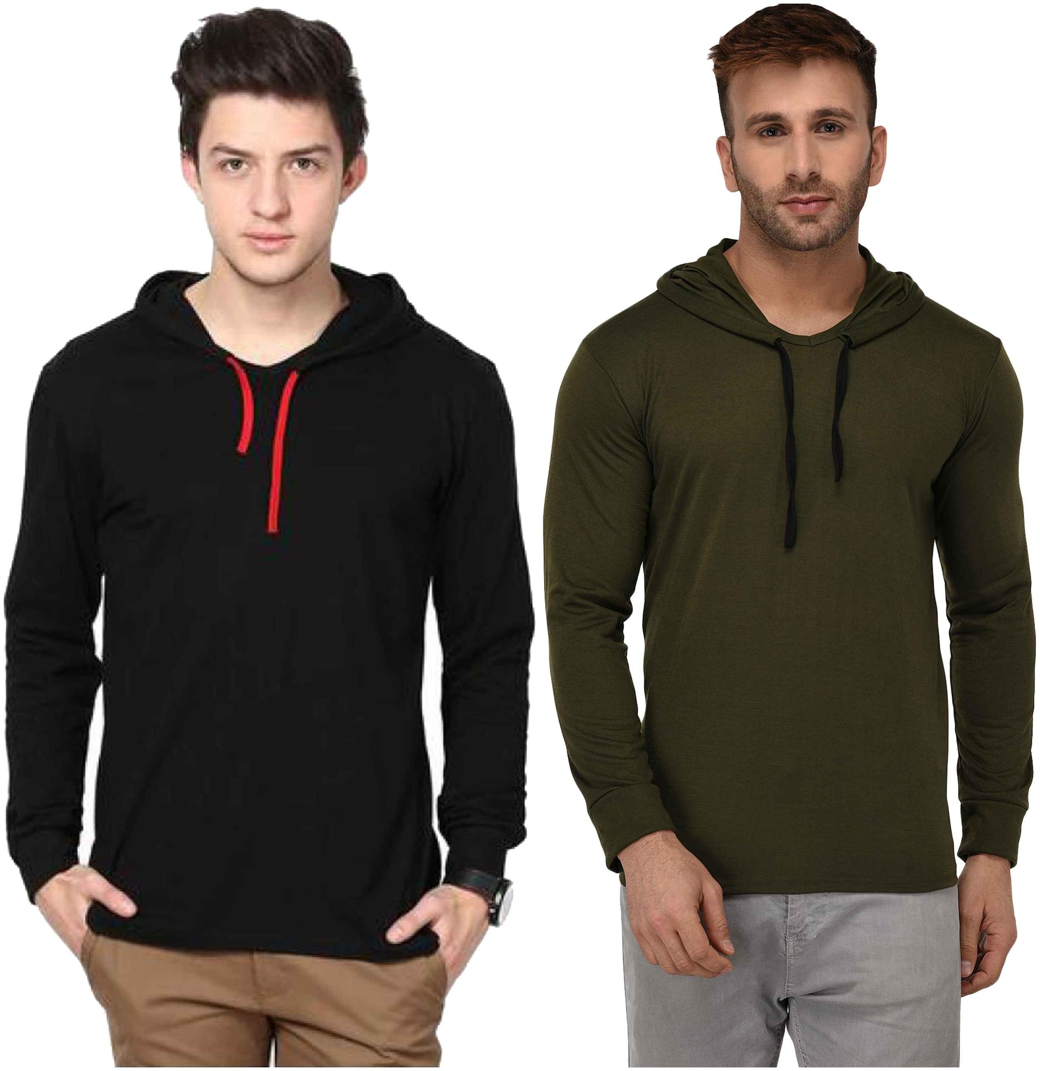 

Jangoboy Men Multi Regular fit Cotton Blend Hood T-Shirt - Pack Of 2