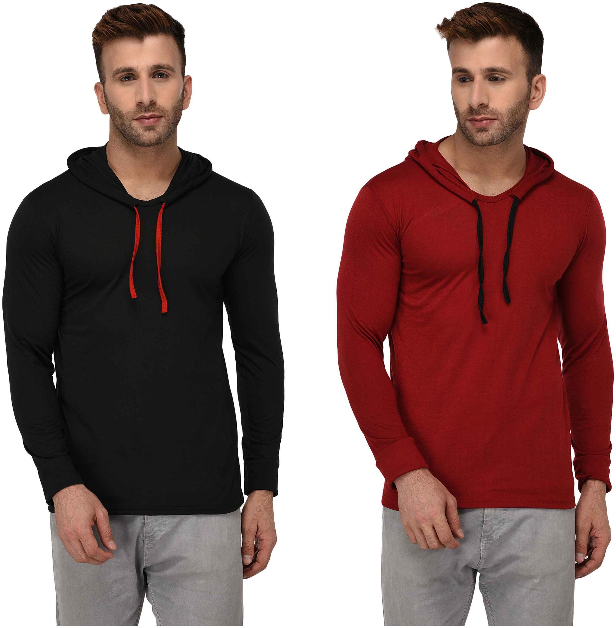 

Jangoboy Men Multi Regular fit Cotton Blend Hood T-Shirt - Pack Of 2