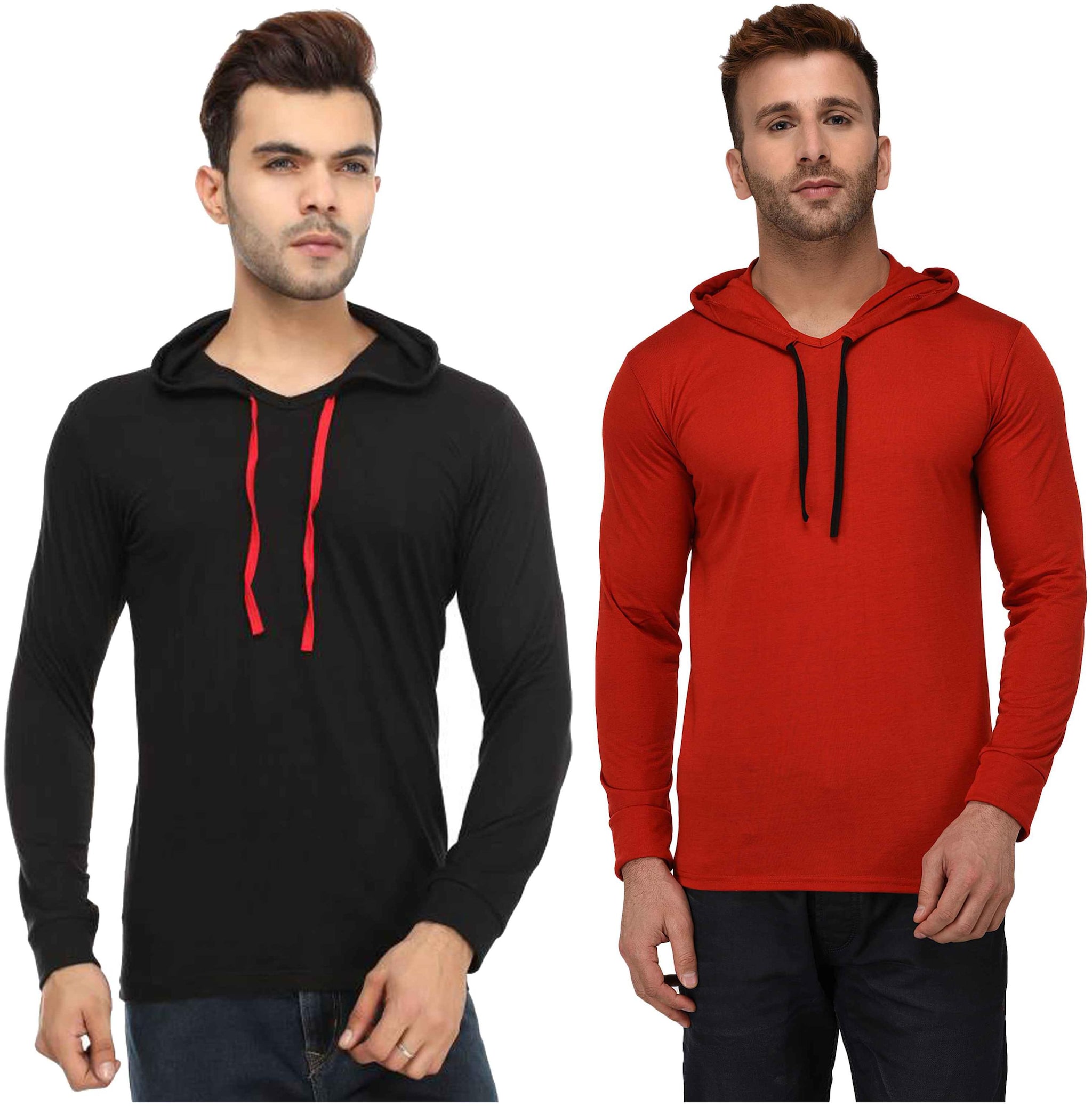 

Jangoboy Men Multi Regular fit Cotton Blend Hood T-Shirt - Pack Of 2