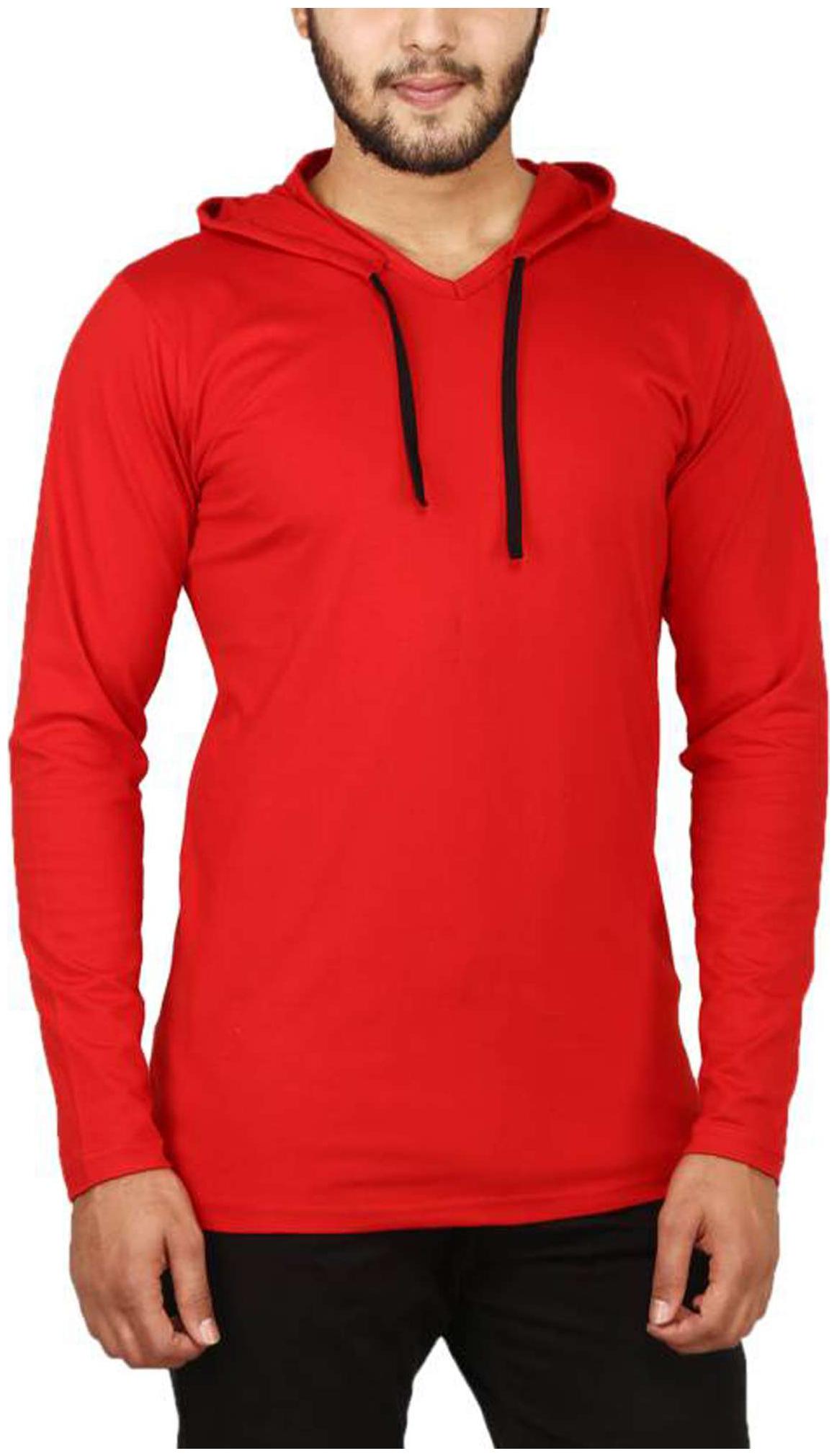 

Jangoboy Men Red Regular fit Cotton Hood T-Shirt - Pack Of 1
