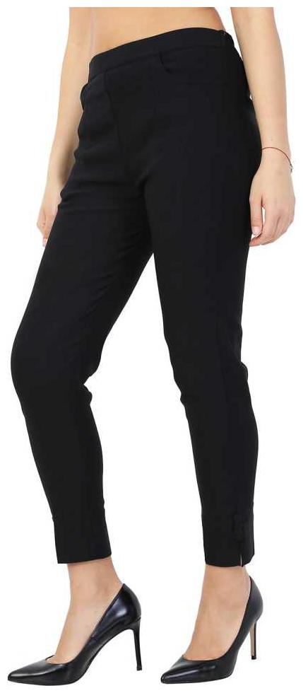 

JANVII Cotton Solid Black Regular Pants Trousers For Women