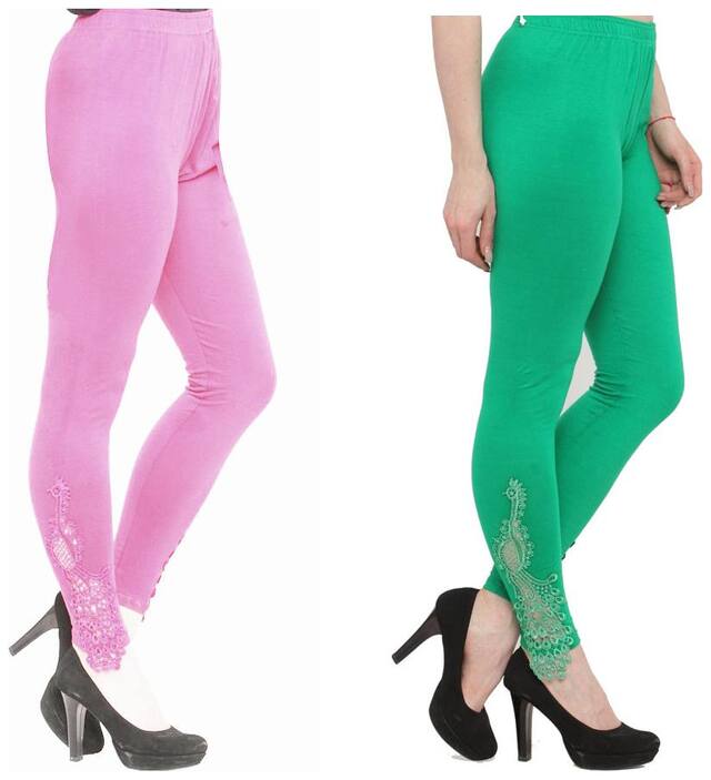 Janvii Women's Desinger Peacock Leggings (Combo 2)