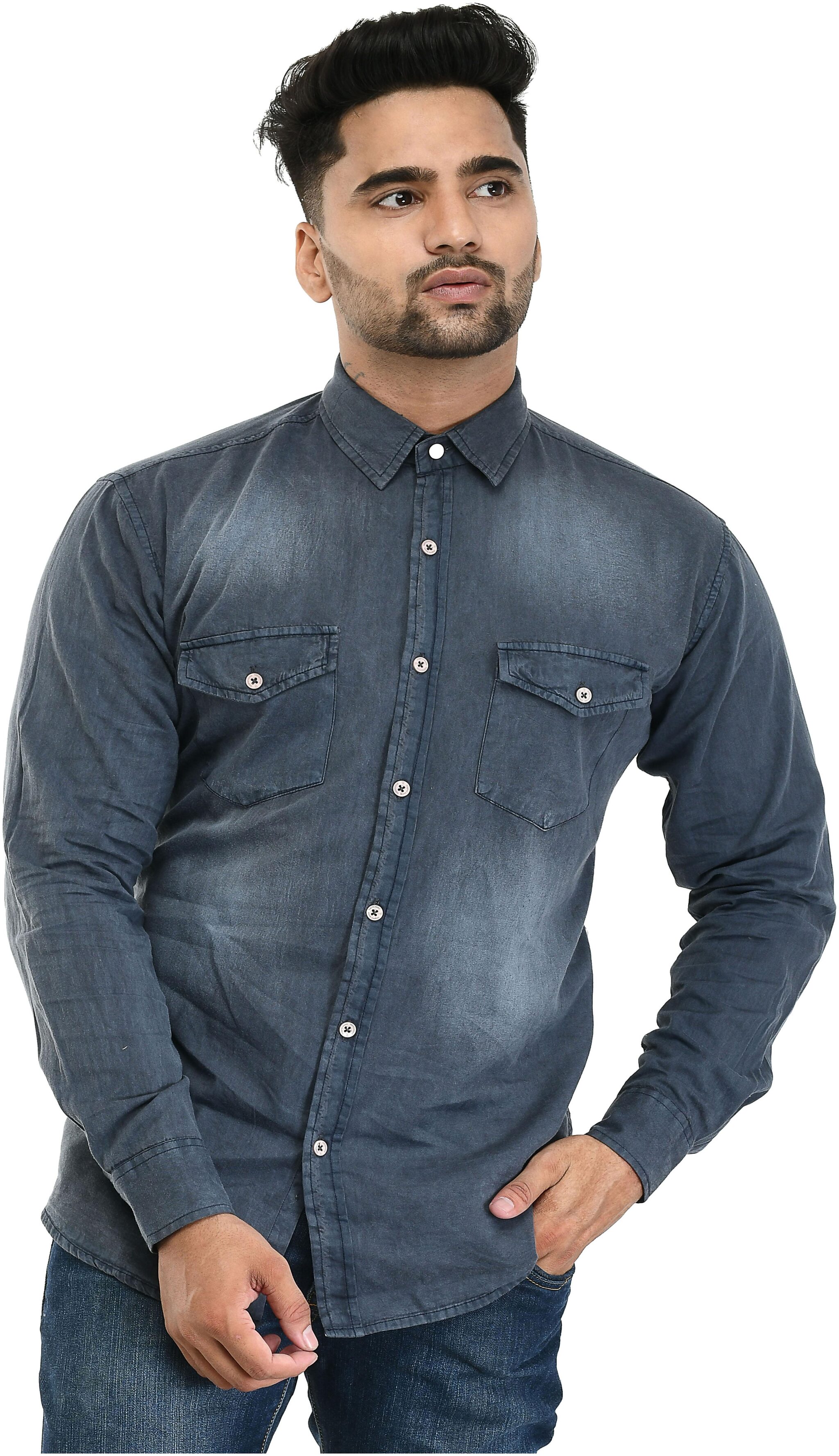 

Jaunier Men Grey Faded Slim Fit Casual Shirt