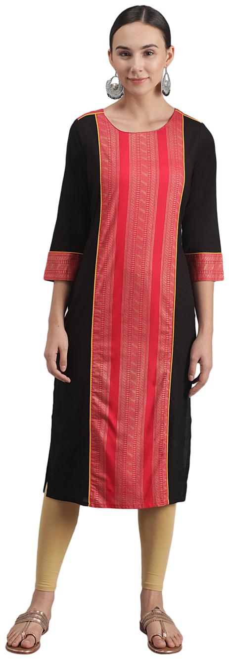 

Jenifry Women Red Black Printed Straight Kurta