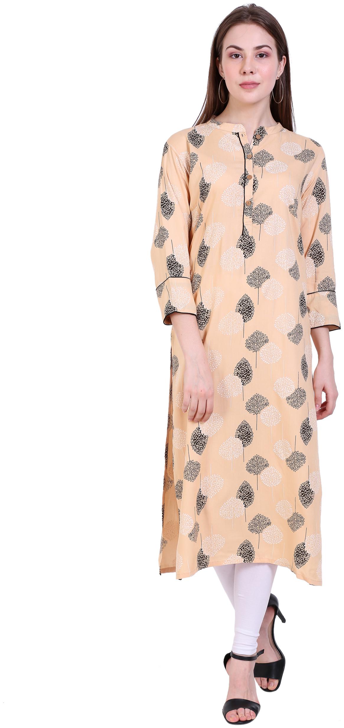 

Jenifry Women Beige Printed Straight Kurta
