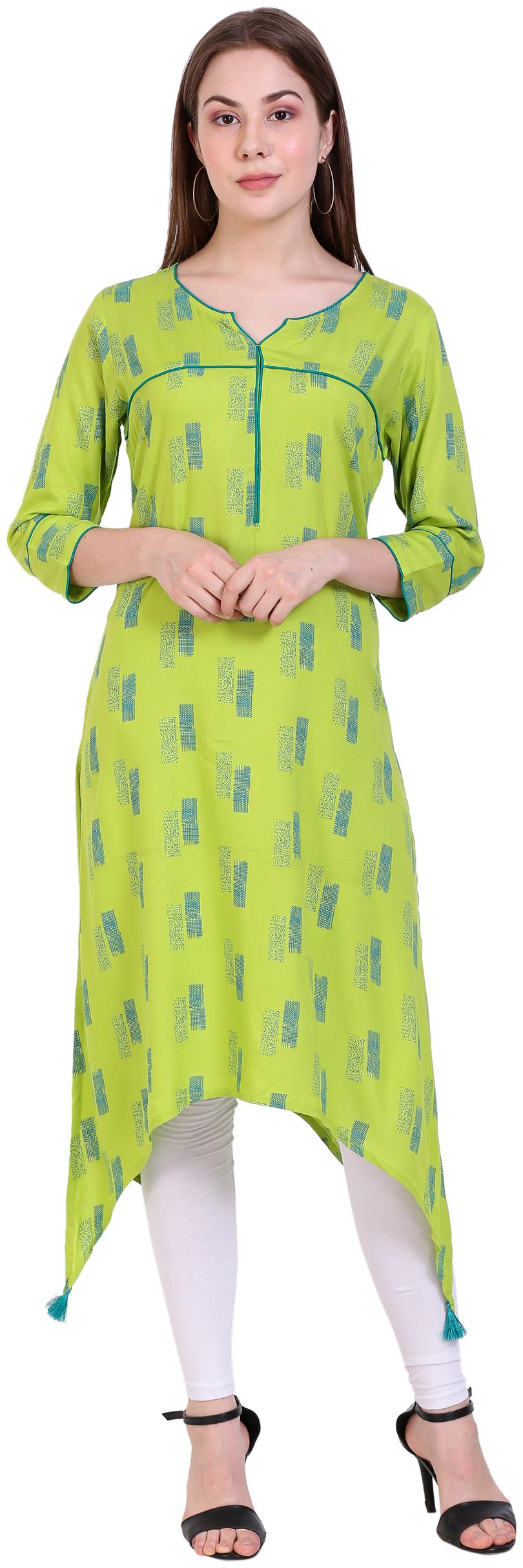 

Jenifry Women Blended Printed Green Kurta