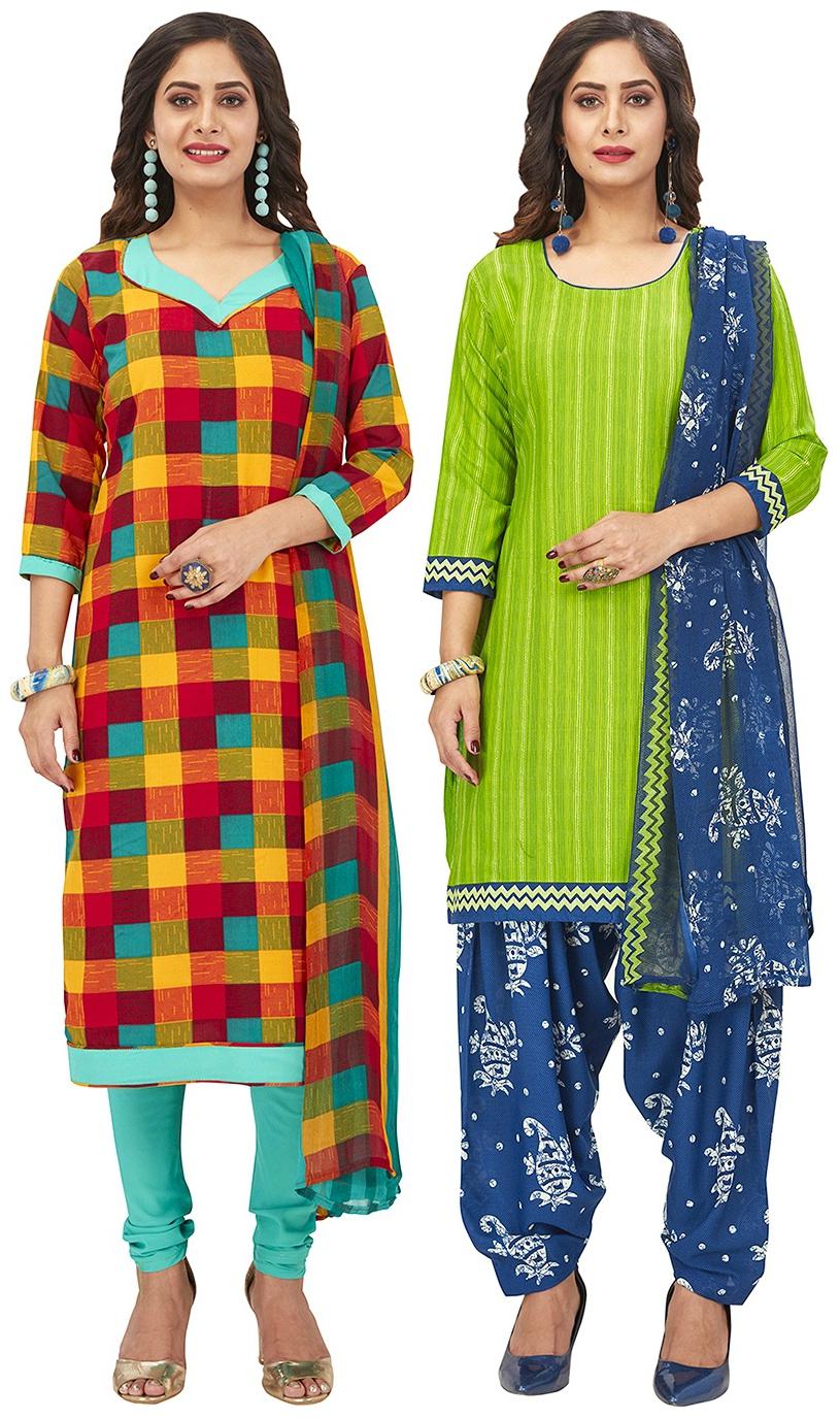 

Jevi Prints Multi Unstitched Kurta with bottom dupatta With dupatta Dress Material