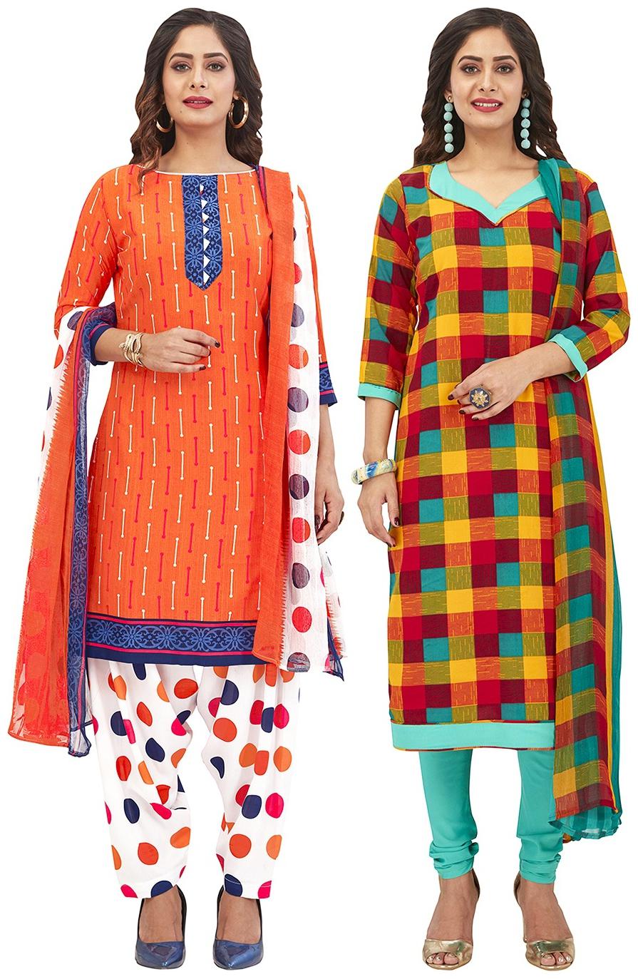 

Jevi Prints Multi Unstitched Kurta with bottom dupatta With dupatta Dress Material