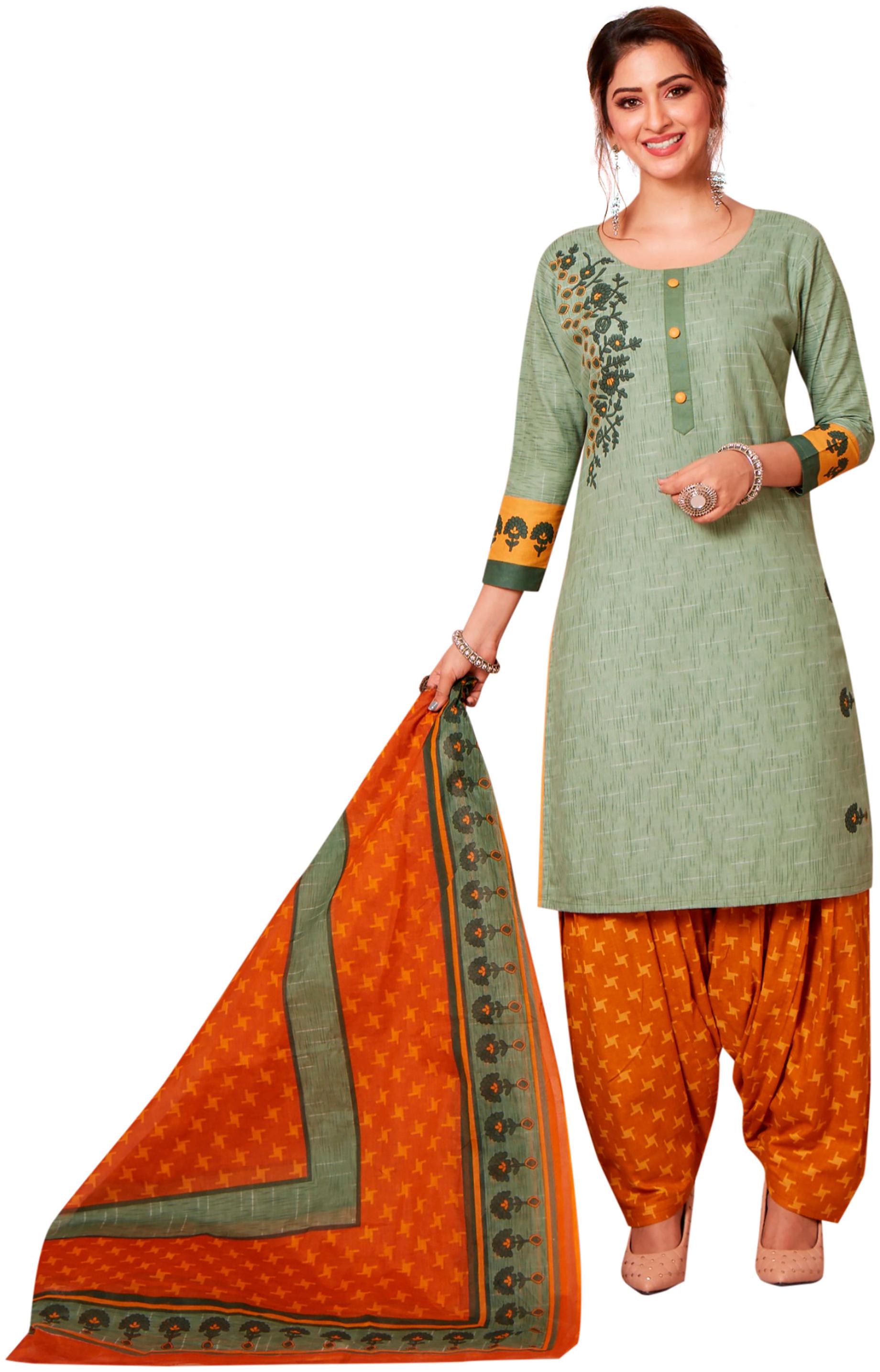 

Jevi Prints Cotton Patiala - Green