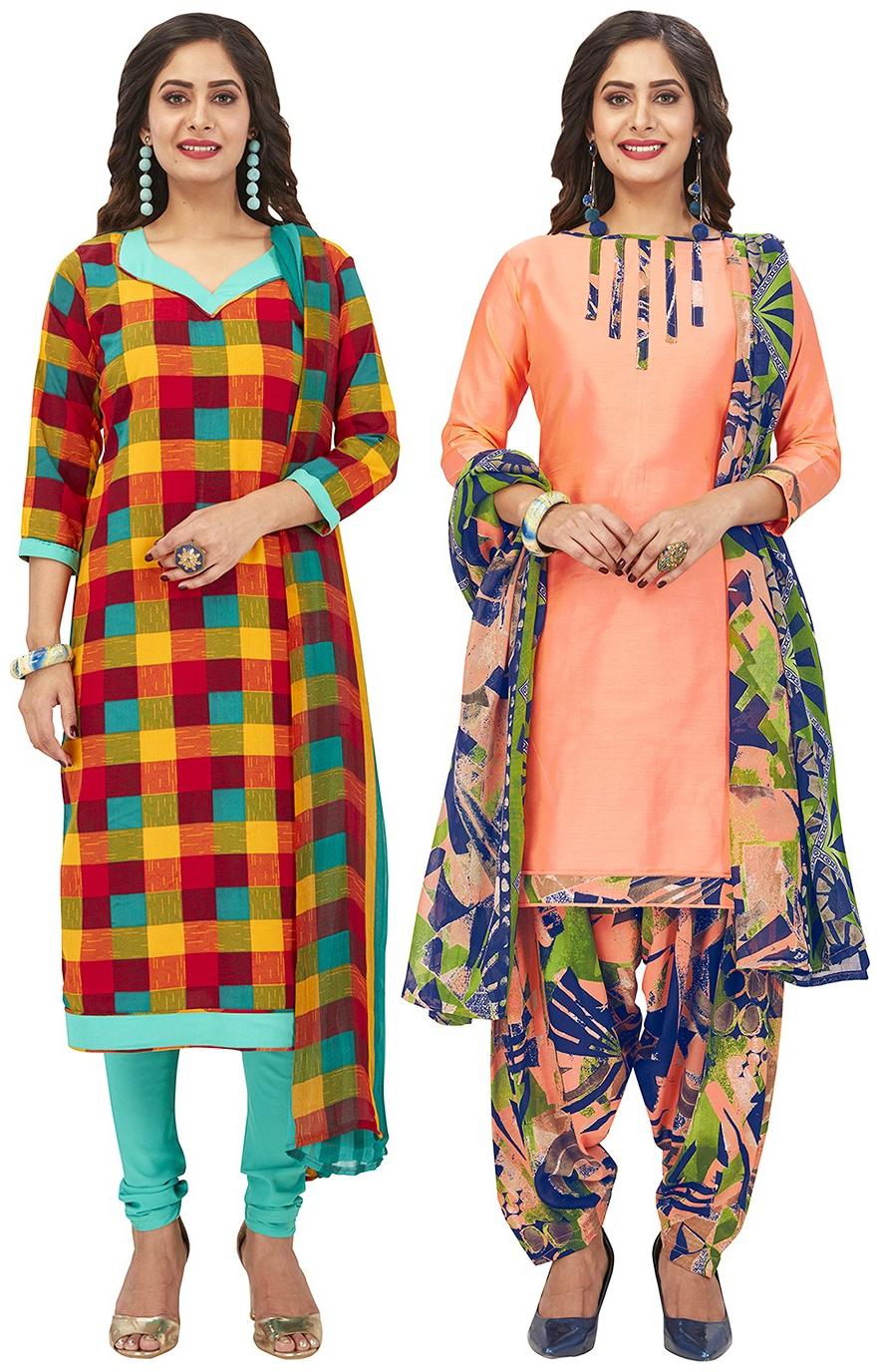 

Jevi Prints Multi Unstitched Kurta with bottom dupatta With dupatta Dress Material