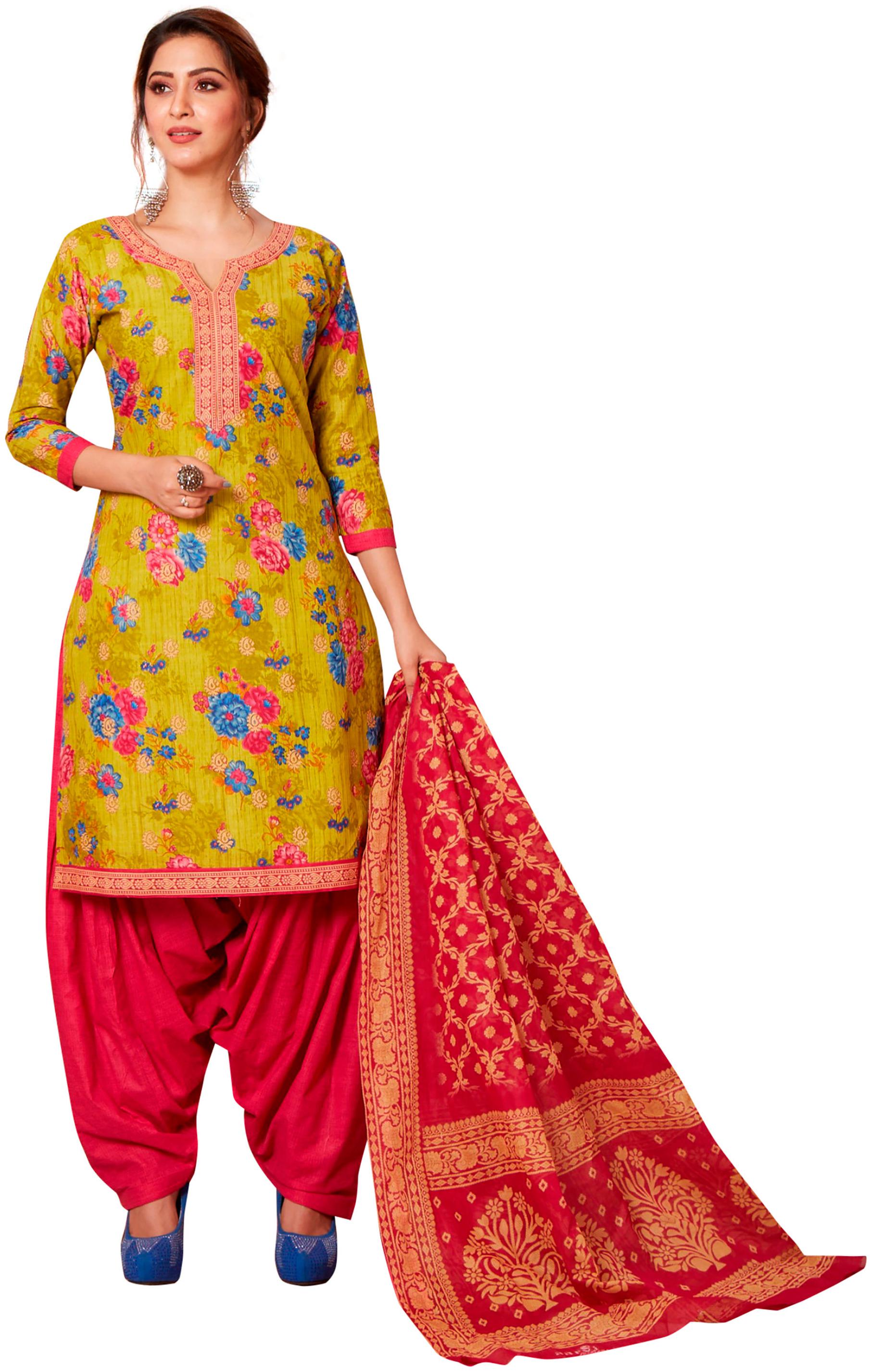 

Jevi Prints Cotton Patiala - Yellow