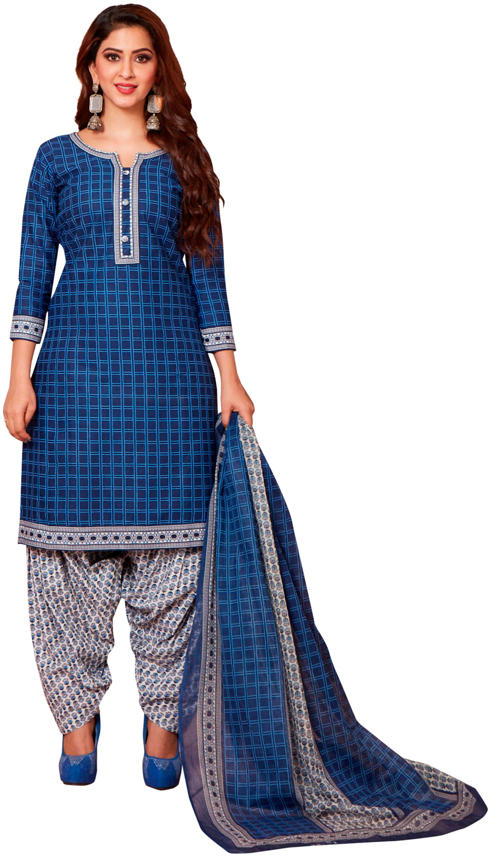 

Jevi Prints Cotton Patiala - Blue