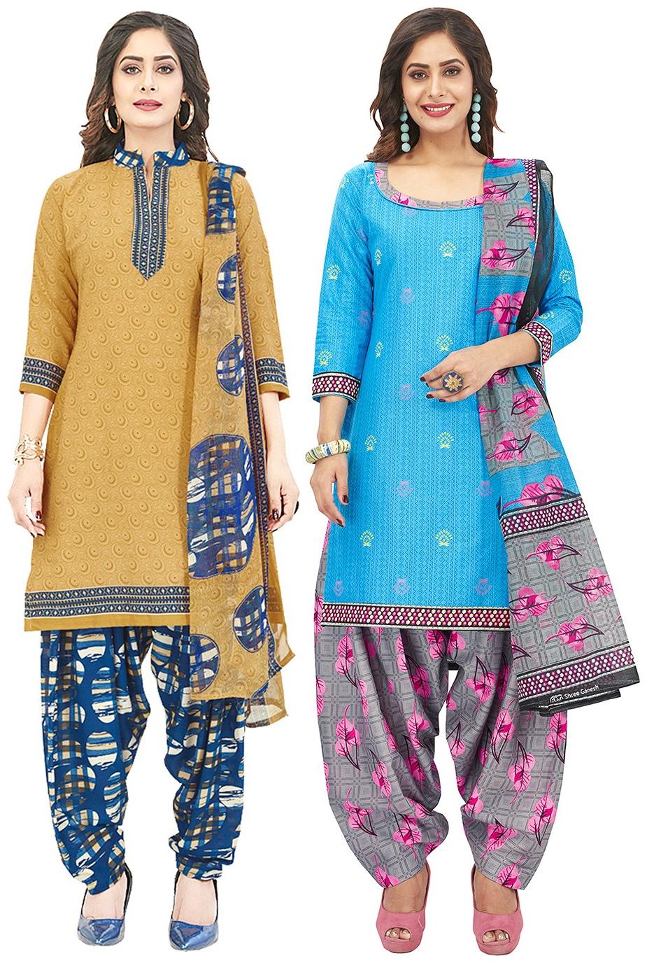 

Jevi Prints Multi Unstitched Kurta with bottom dupatta With dupatta Dress Material