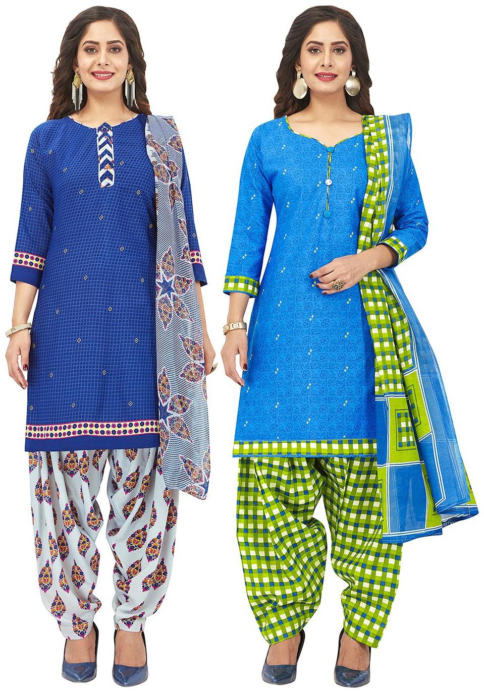 

Jevi Prints Blue Unstitched Kurta with bottom dupatta With dupatta Dress Material