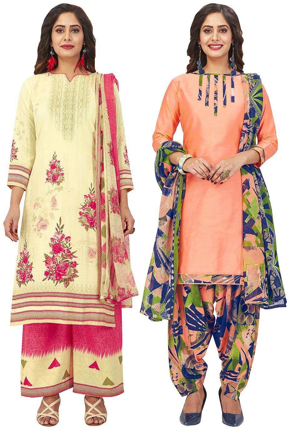

Jevi Prints Multi Unstitched Kurta with bottom dupatta With dupatta Dress Material
