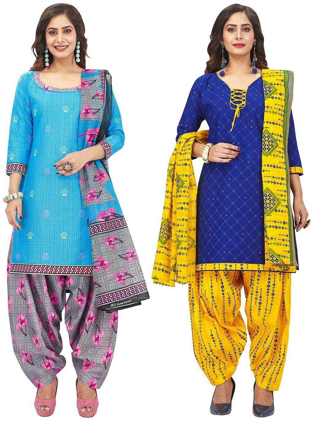 

Jevi Prints Blue Unstitched Kurta with bottom dupatta With dupatta Dress Material