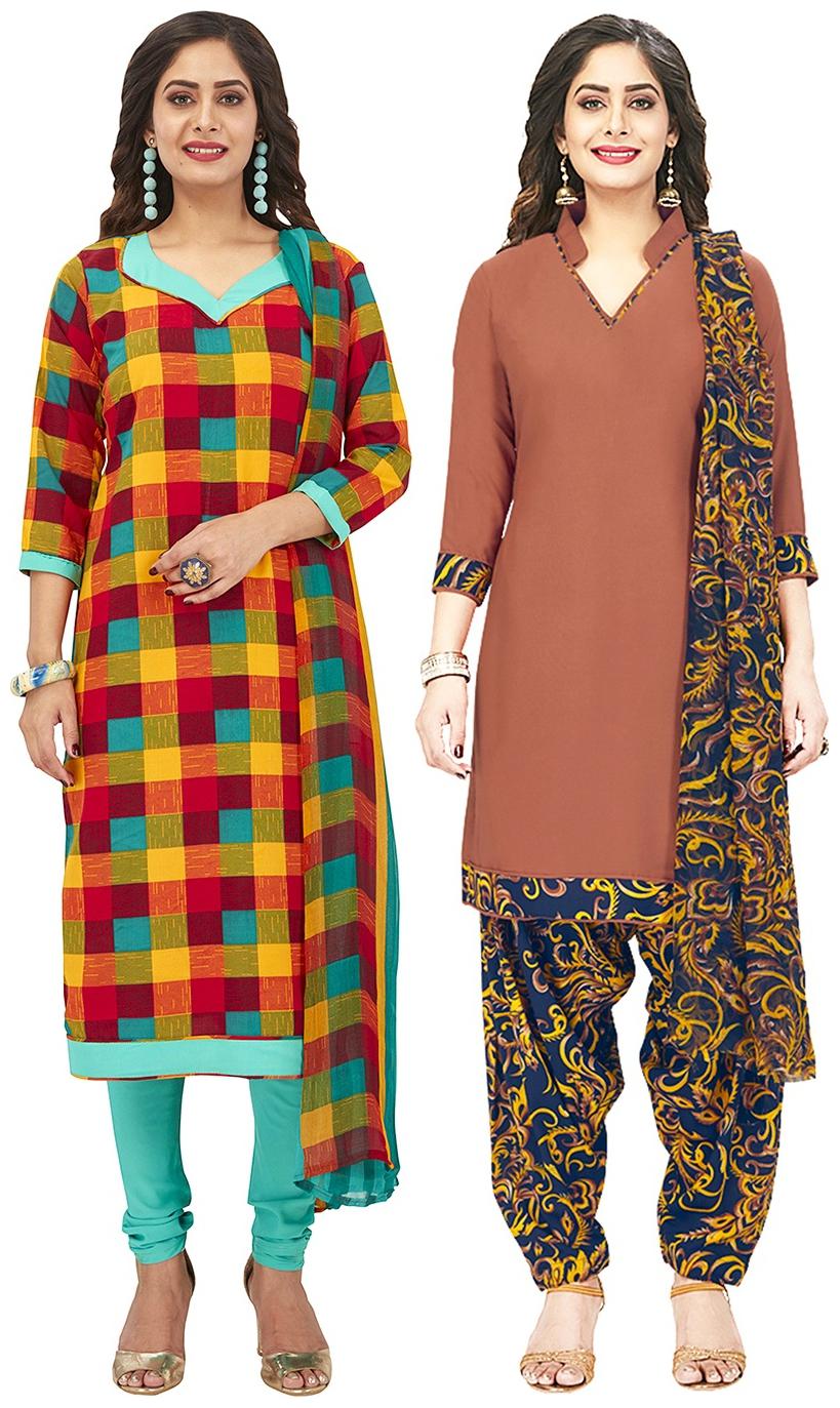 

Jevi Prints Multi Unstitched Kurta with bottom dupatta With dupatta Dress Material