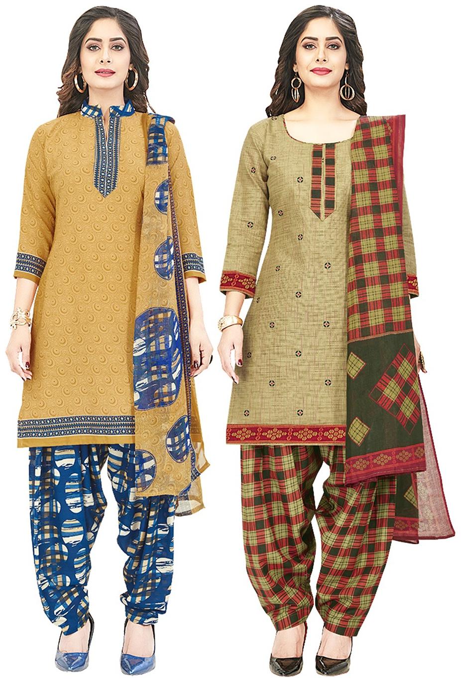 

Jevi Prints Beige Unstitched Kurta with bottom dupatta With dupatta Dress Material