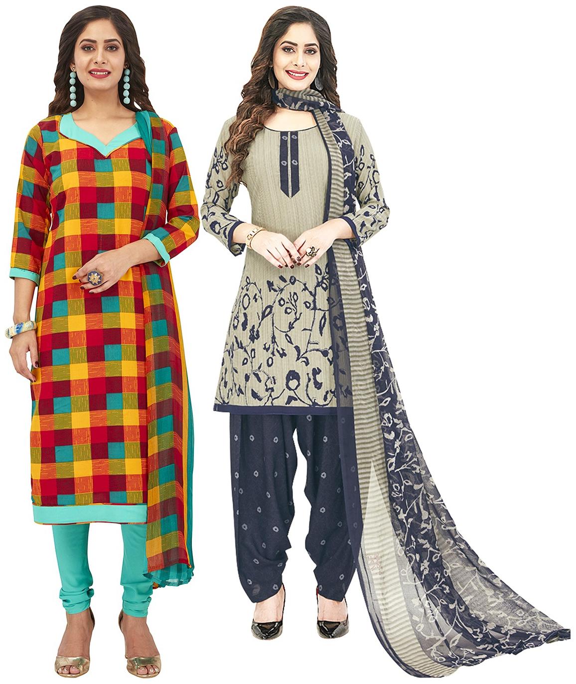 

Jevi Prints Multi Unstitched Kurta with bottom dupatta With dupatta Dress Material