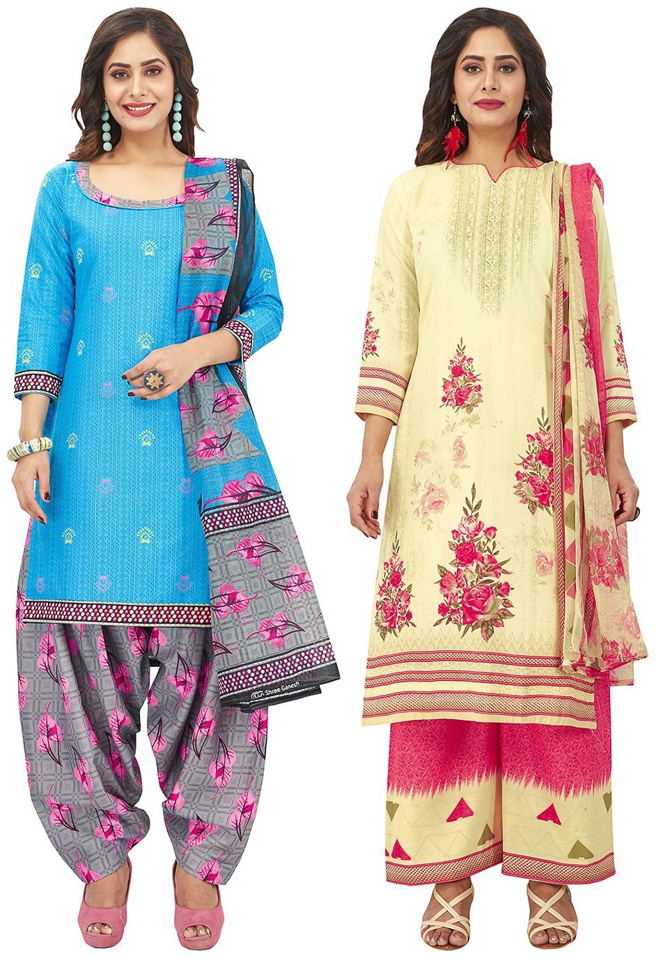 

Jevi Prints Multi Unstitched Kurta with bottom dupatta With dupatta Dress Material