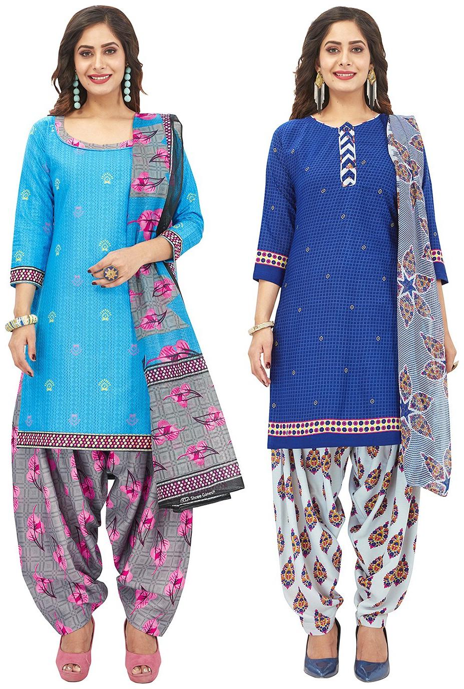 

Jevi Prints Blue Unstitched Kurta with bottom dupatta With dupatta Dress Material