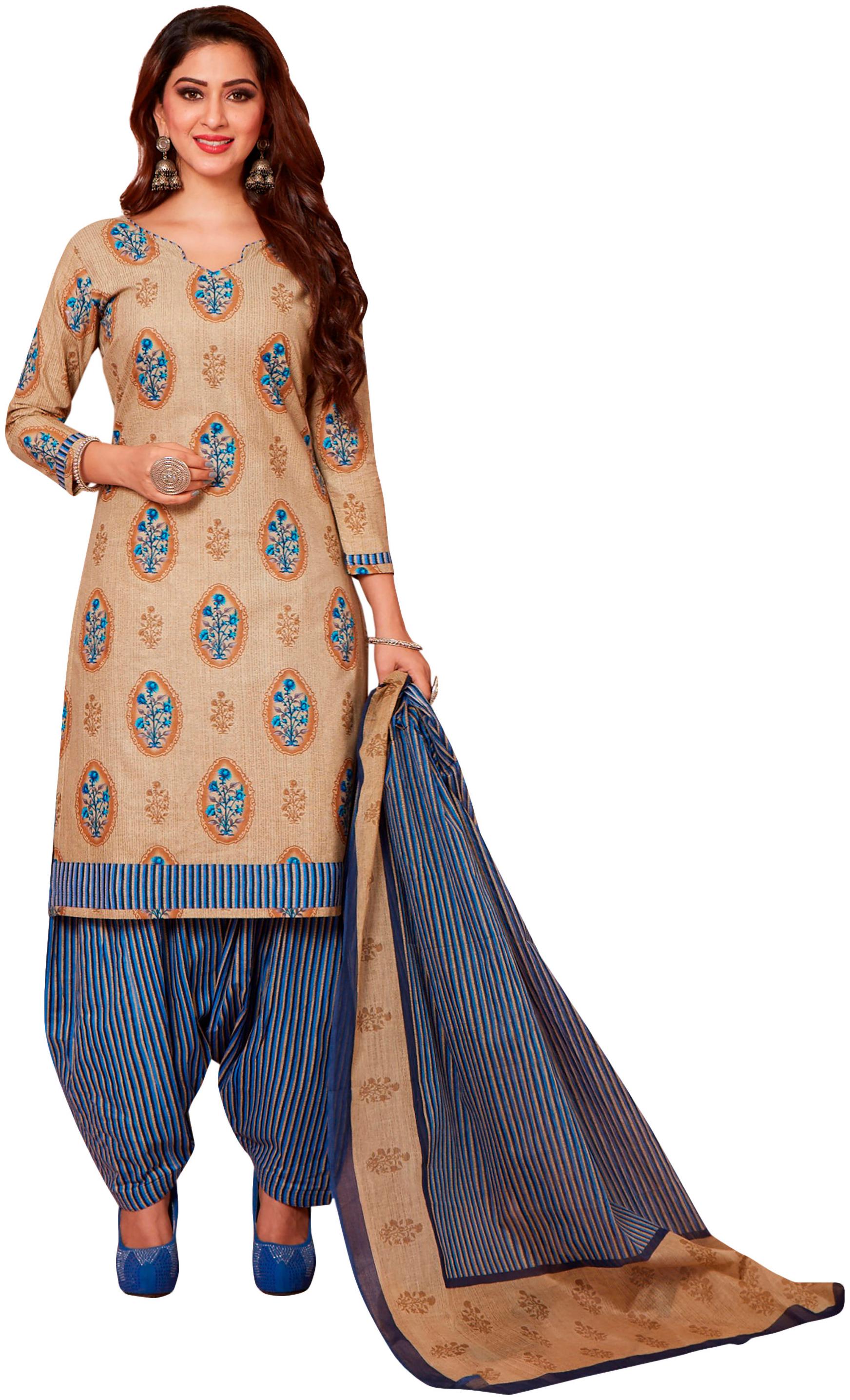 

Jevi Prints Cotton Patiala - Beige