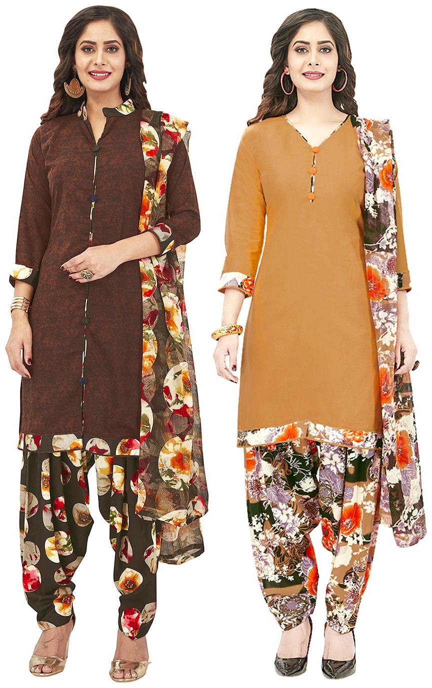 

Jevi Prints Brown Unstitched Kurta with bottom dupatta With dupatta Dress Material